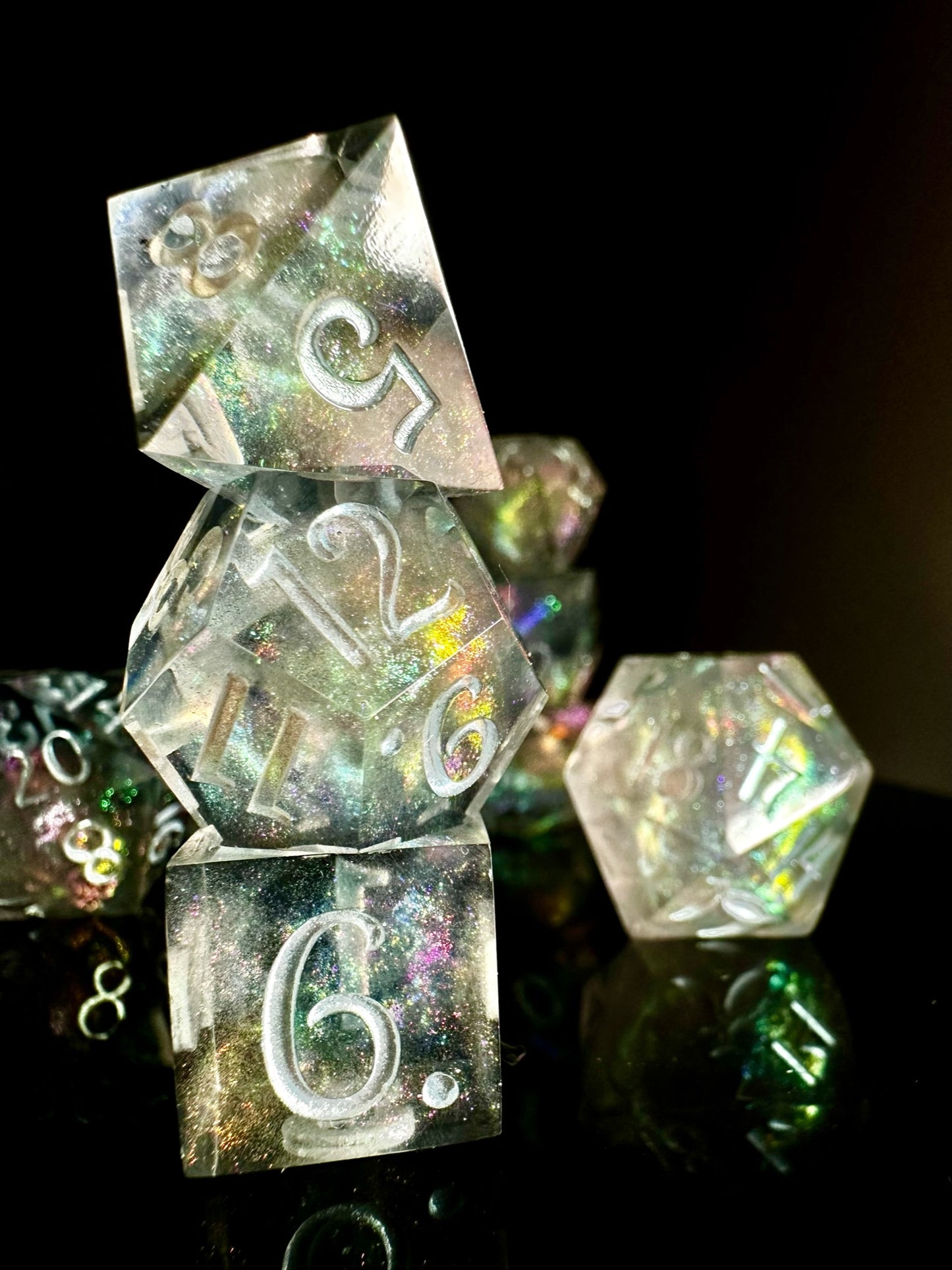 Silver Millenium Milky Way-8 piece polyhedral dice set