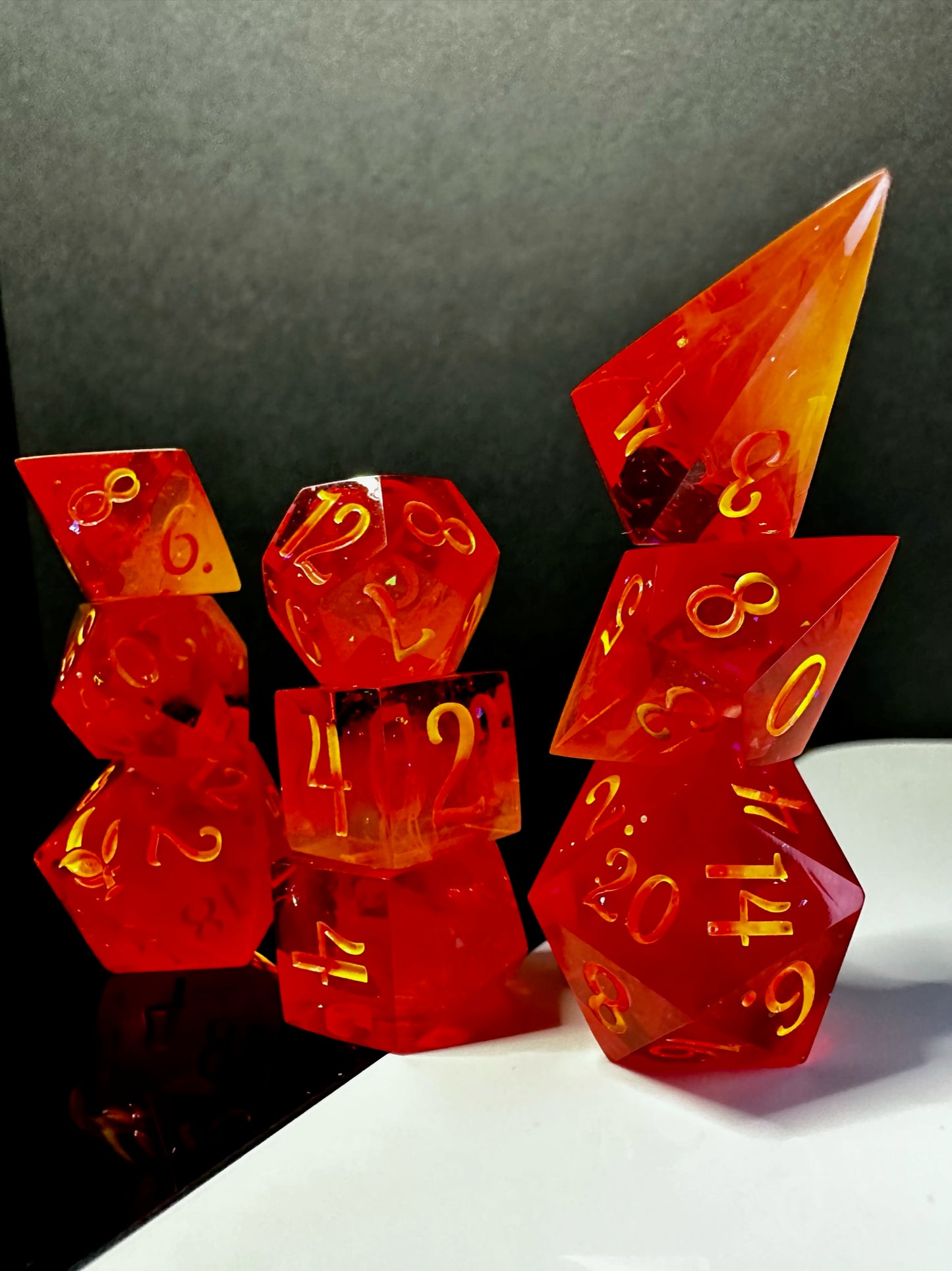 Heart of Flame-8 piece polyhedral dice set