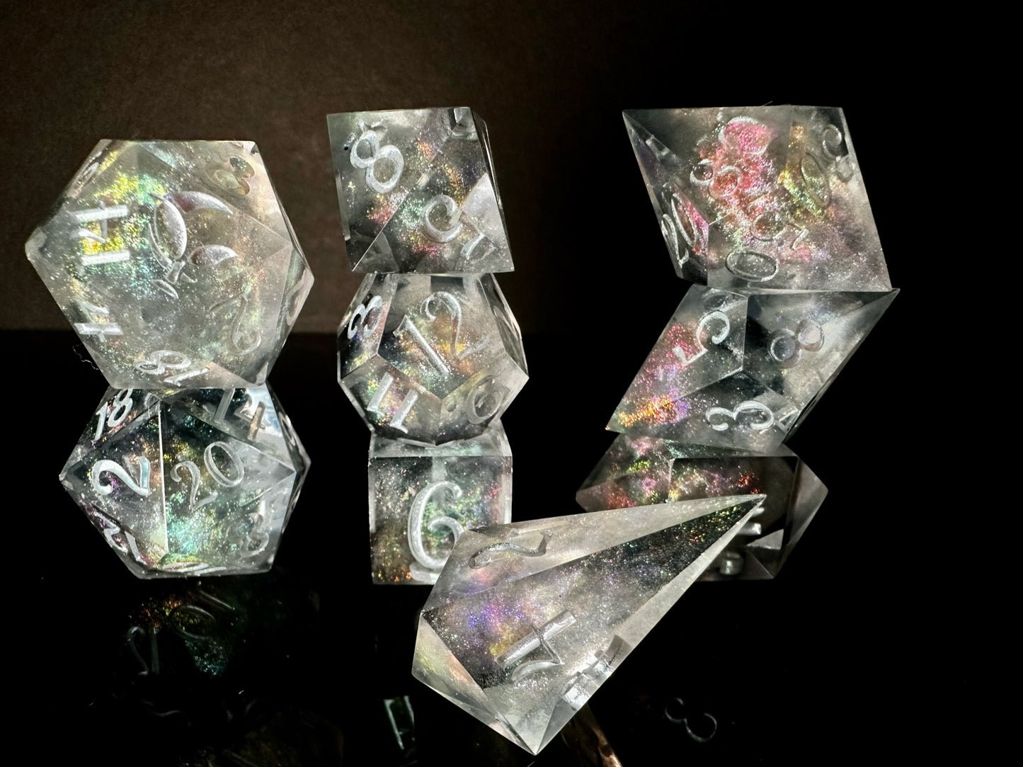Silver Millenium Milky Way-8 piece polyhedral dice set