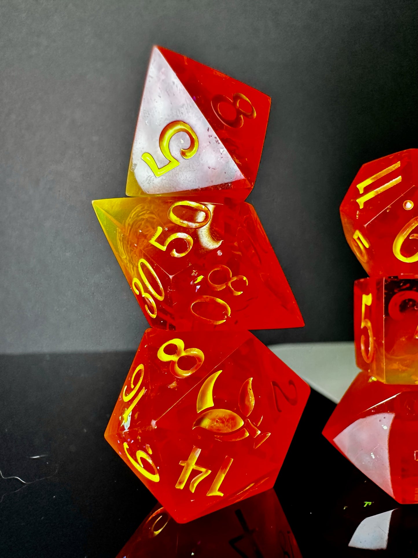 Heart of Flame-8 piece polyhedral dice set