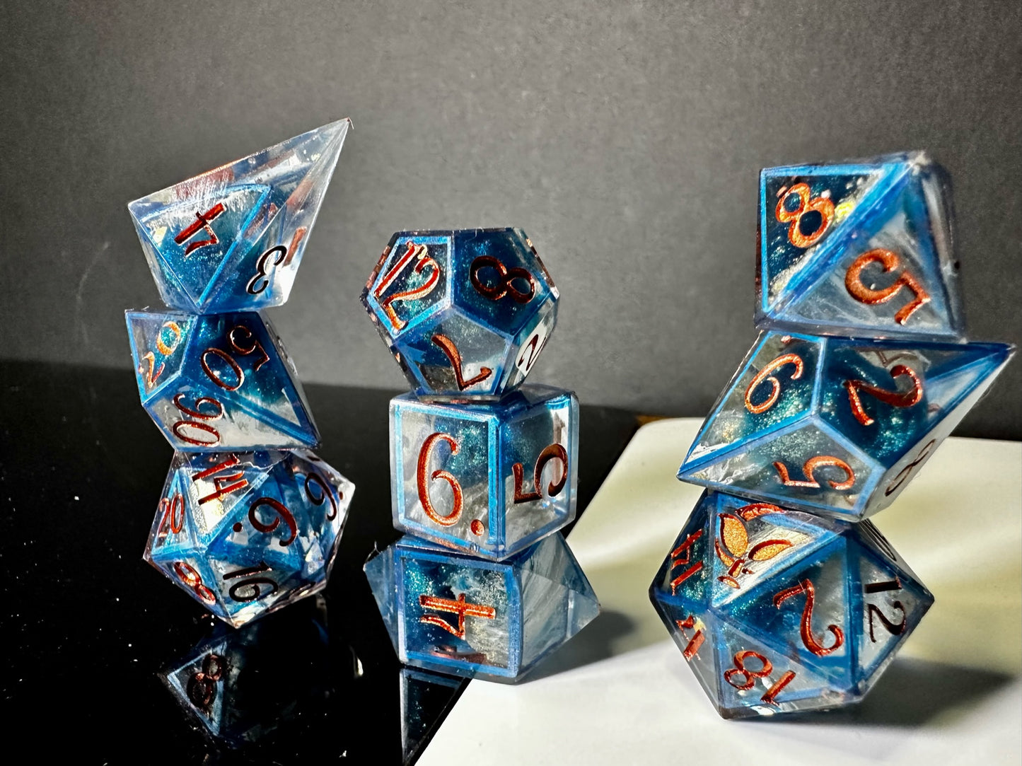 Waves Frozen in Time-8 piece polyhedral dice set