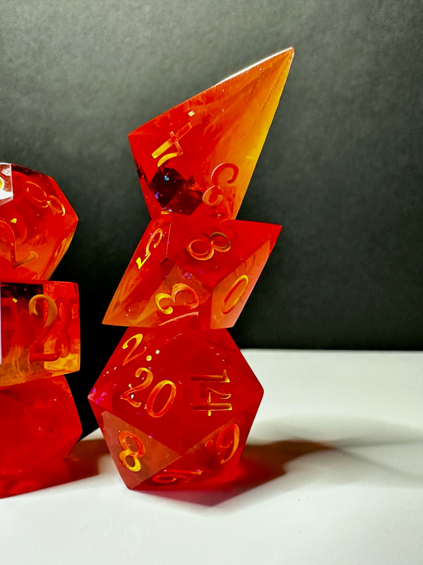 Heart of Flame-8 piece polyhedral dice set