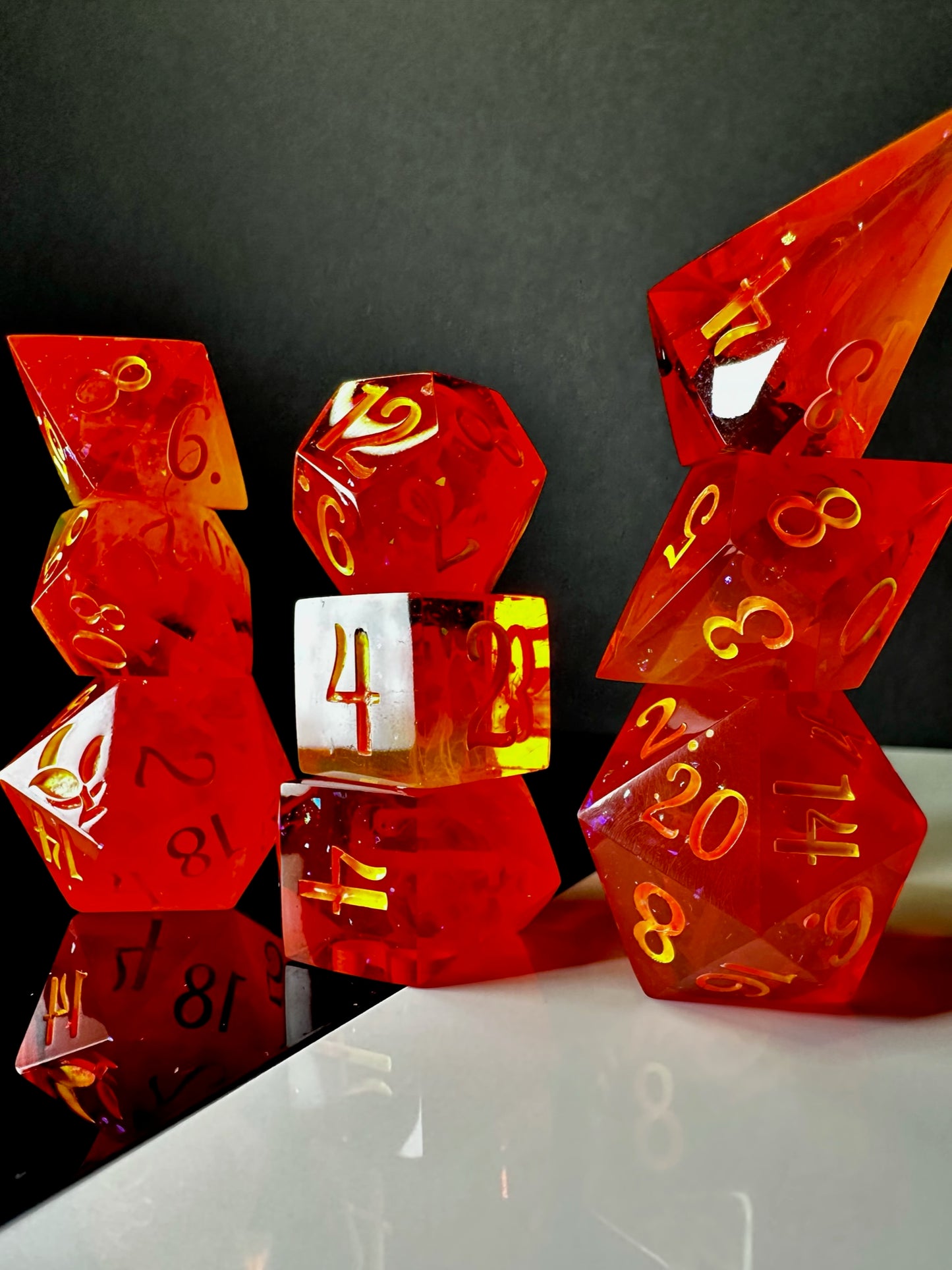 Heart of Flame-8 piece polyhedral dice set