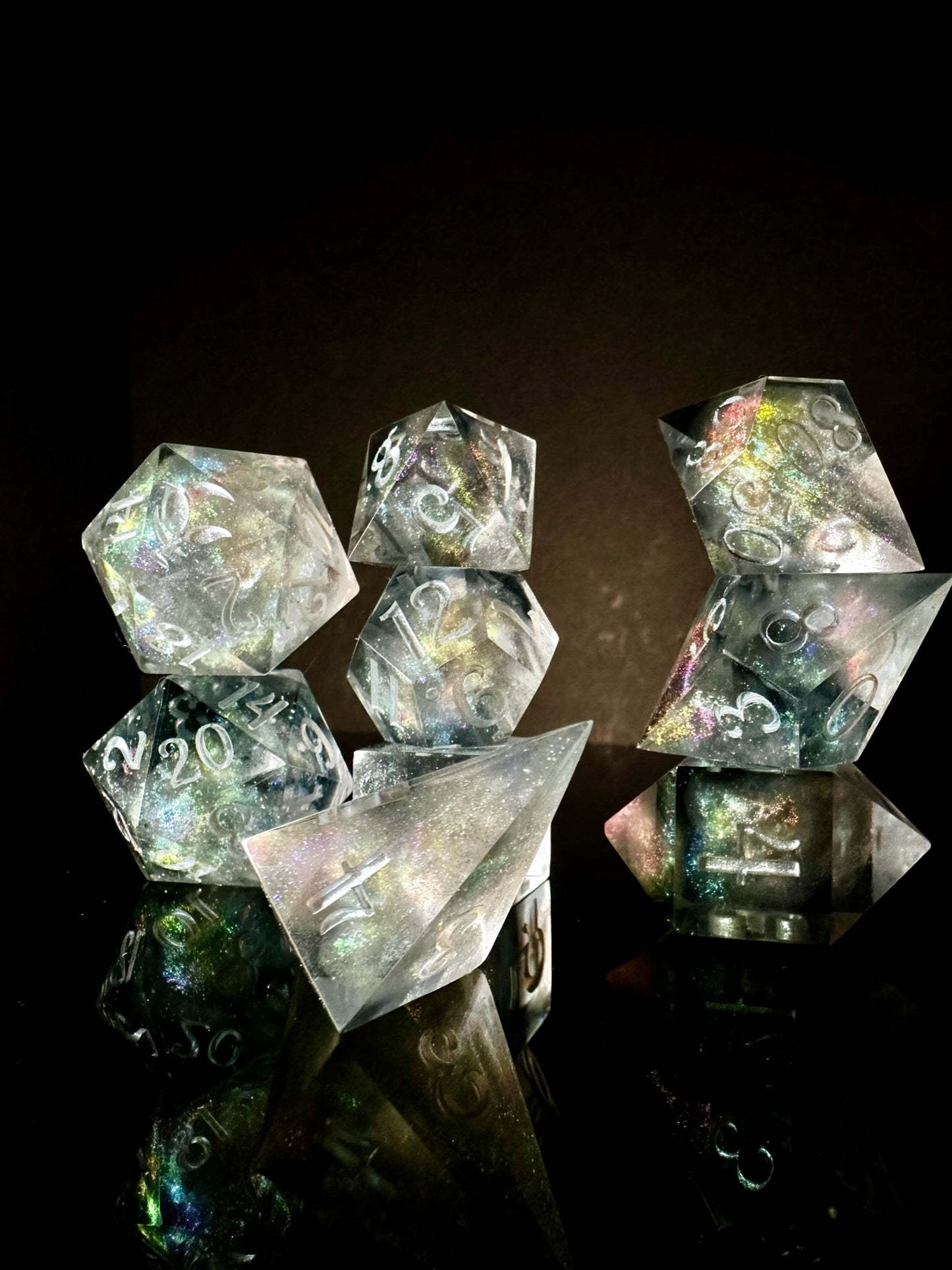 Silver Millenium Milky Way-8 piece polyhedral dice set