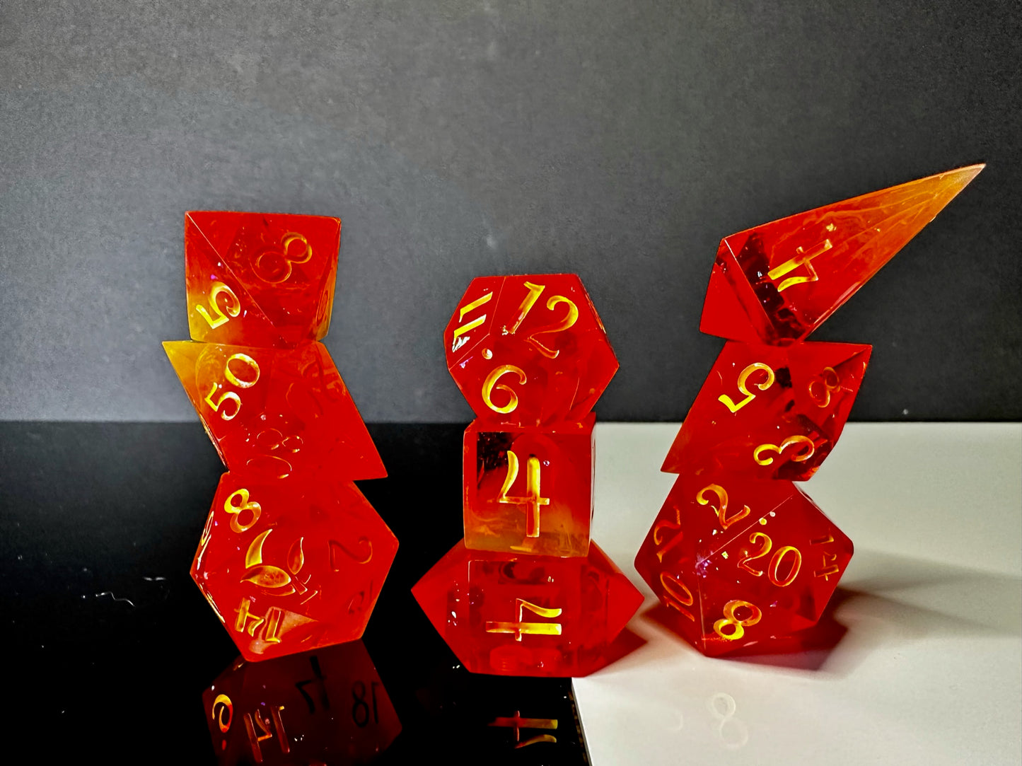 Heart of Flame-8 piece polyhedral dice set
