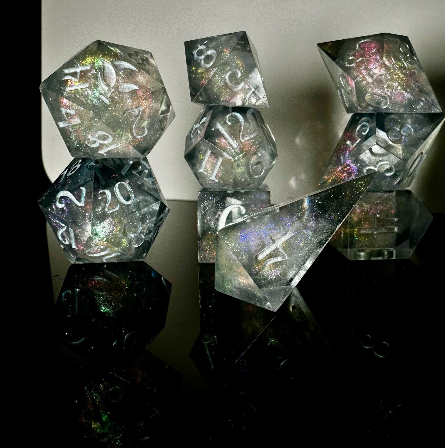 Silver Millenium Milky Way-8 piece polyhedral dice set
