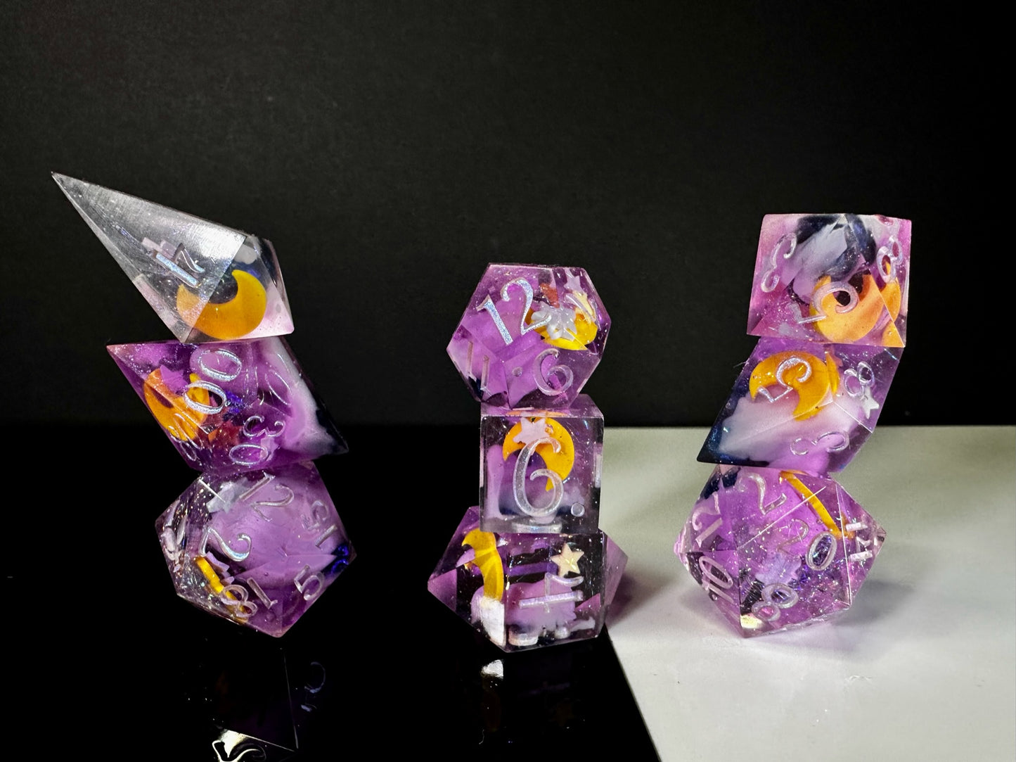 Mini Moon Princess-8 piece polyhedral dice set