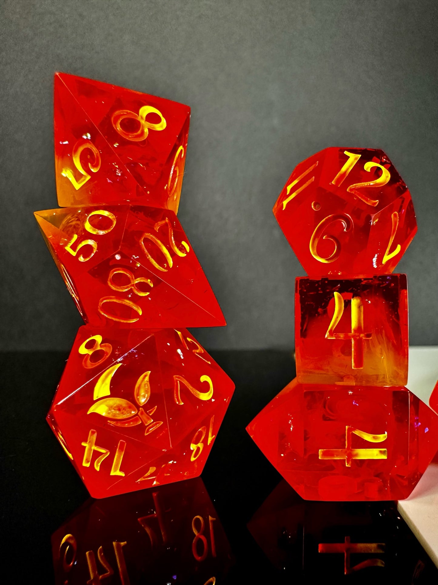 Heart of Flame-8 piece polyhedral dice set