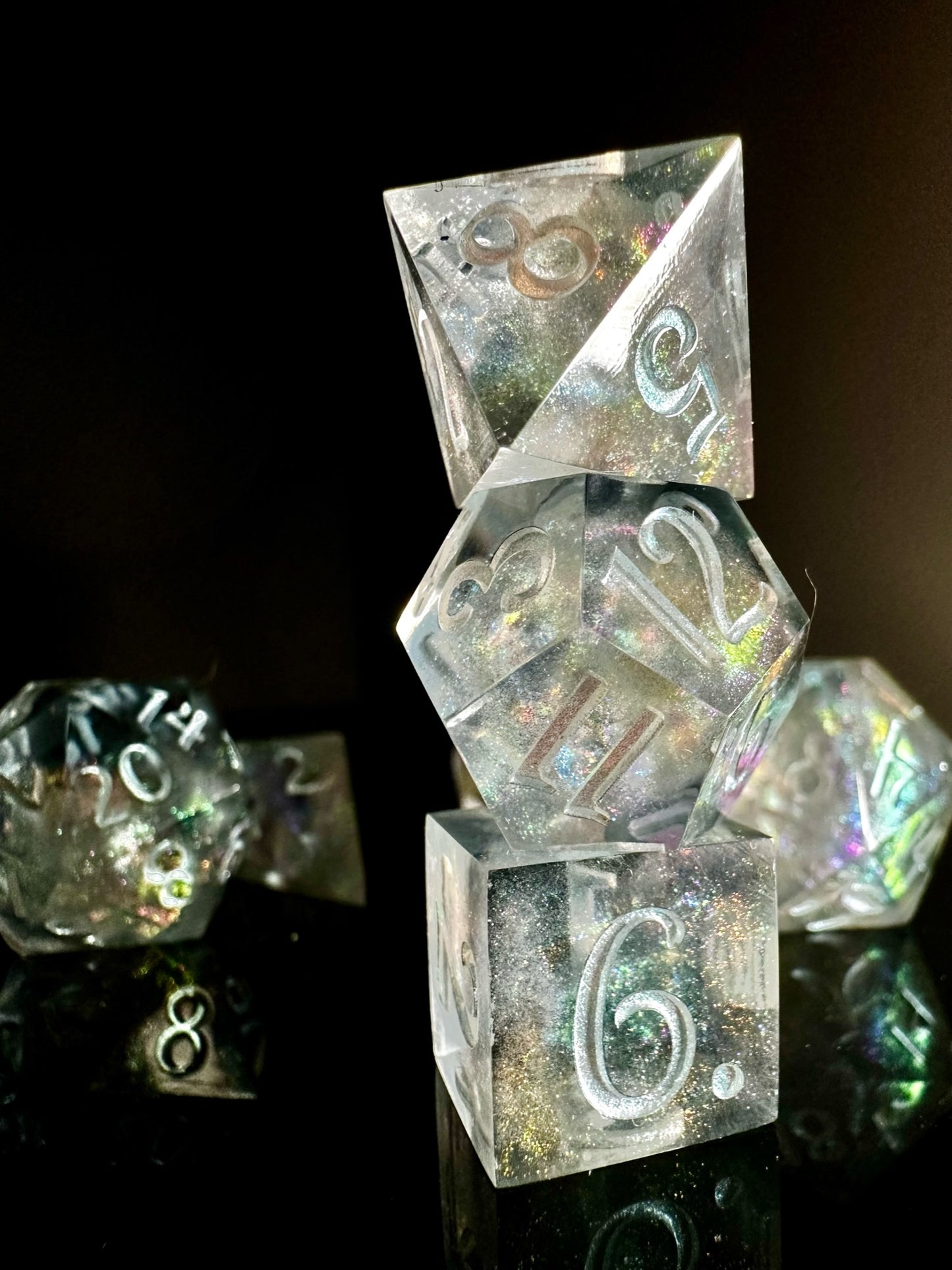 Silver Millenium Milky Way-8 piece polyhedral dice set