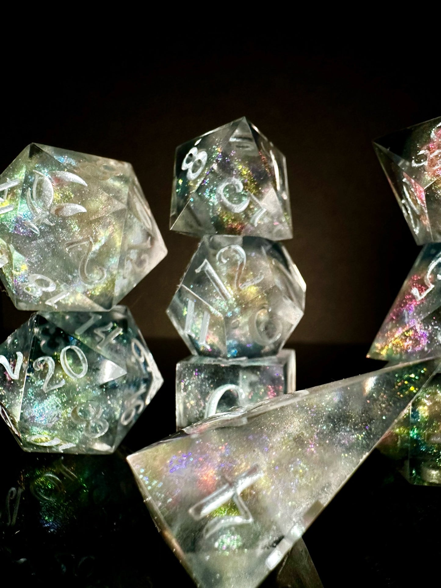 Silver Millenium Milky Way-8 piece polyhedral dice set