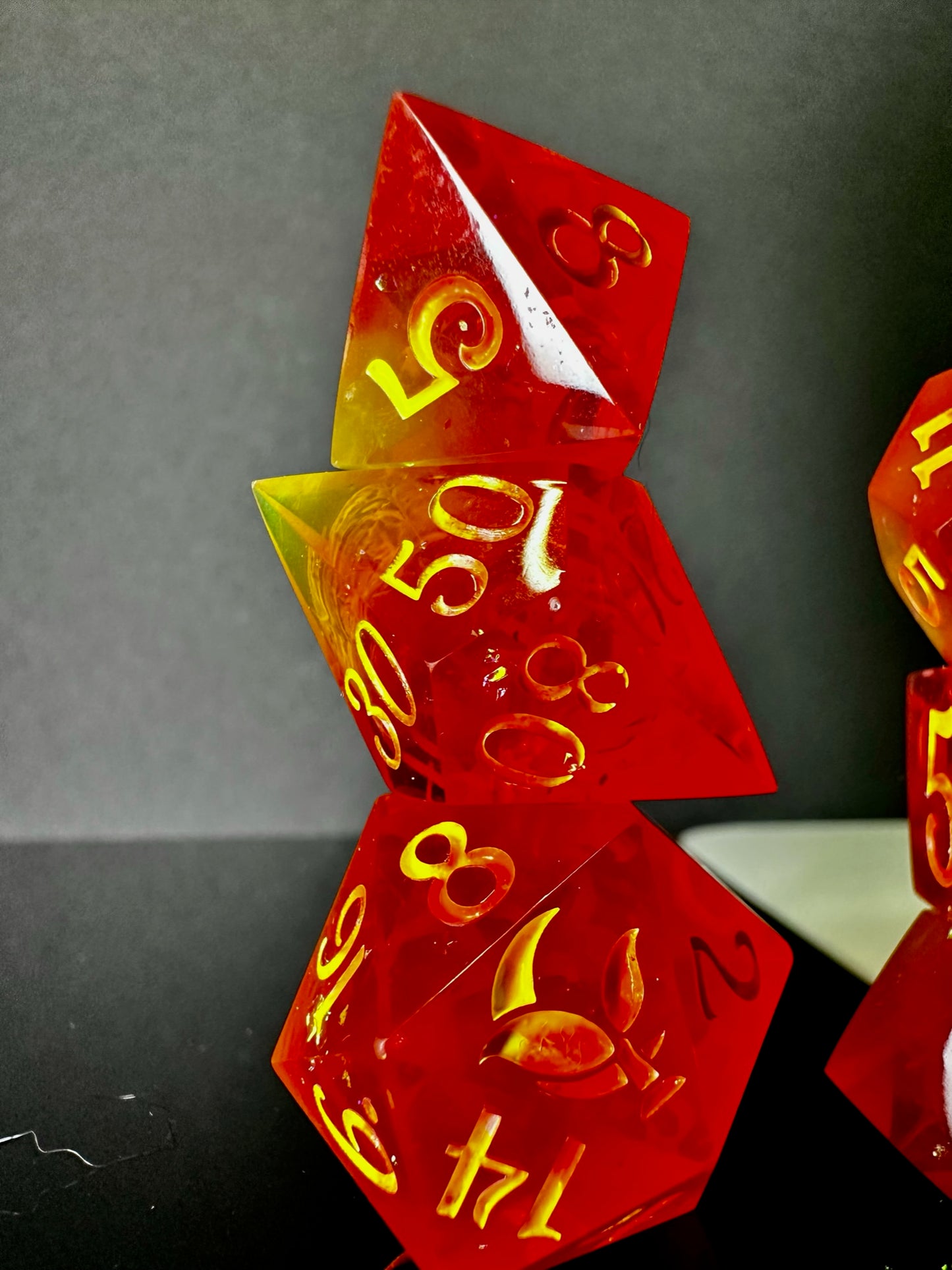 Heart of Flame-8 piece polyhedral dice set