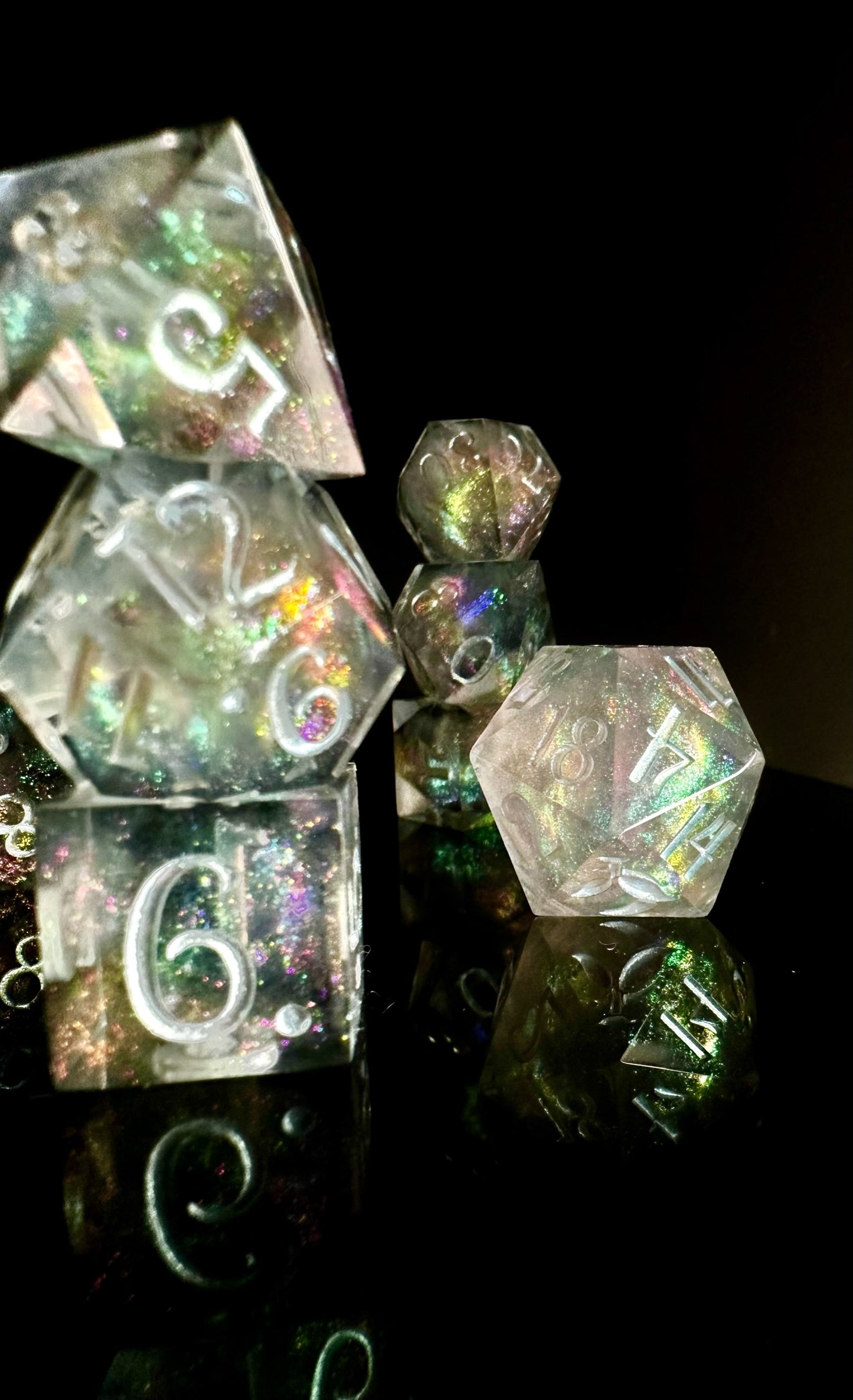 Silver Millenium Milky Way-8 piece polyhedral dice set