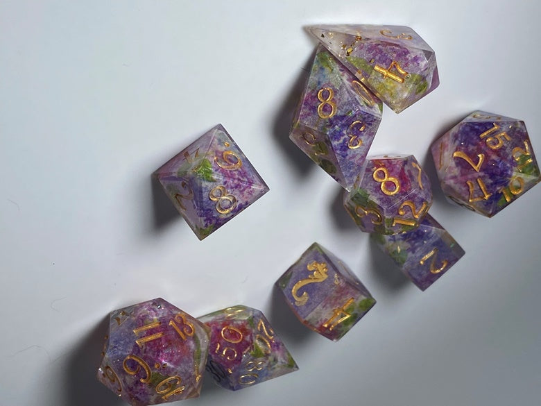 The impressionists garden-8 piece polyhedral dice set