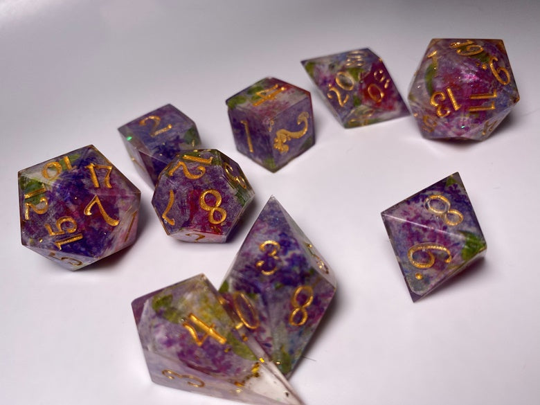 The impressionists garden-8 piece polyhedral dice set