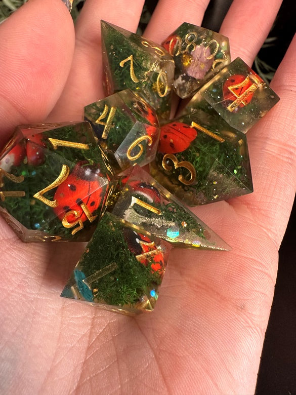 Ladybug Magic -8 piece polyhedral dice set