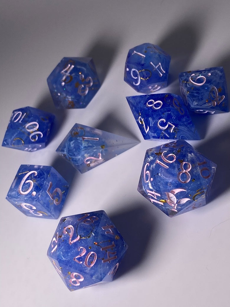 Mr. Blue Sky -8 piece polyhedral Dice set