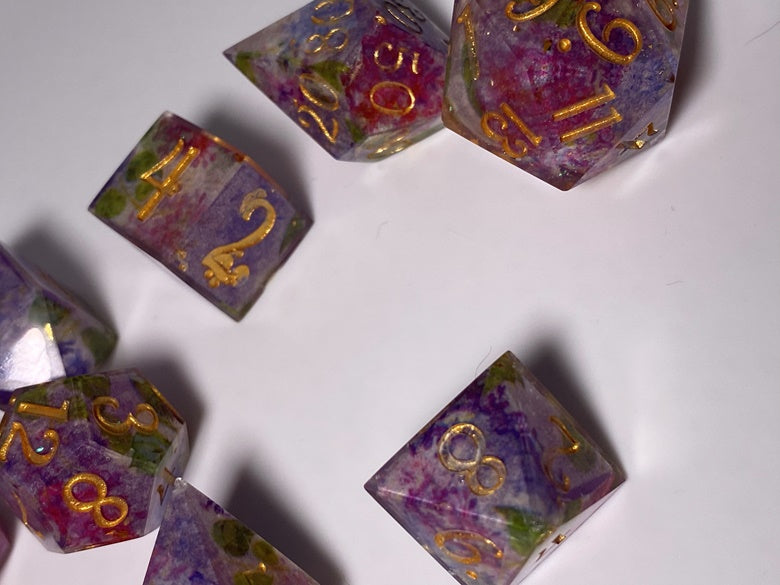 The impressionists garden-8 piece polyhedral dice set