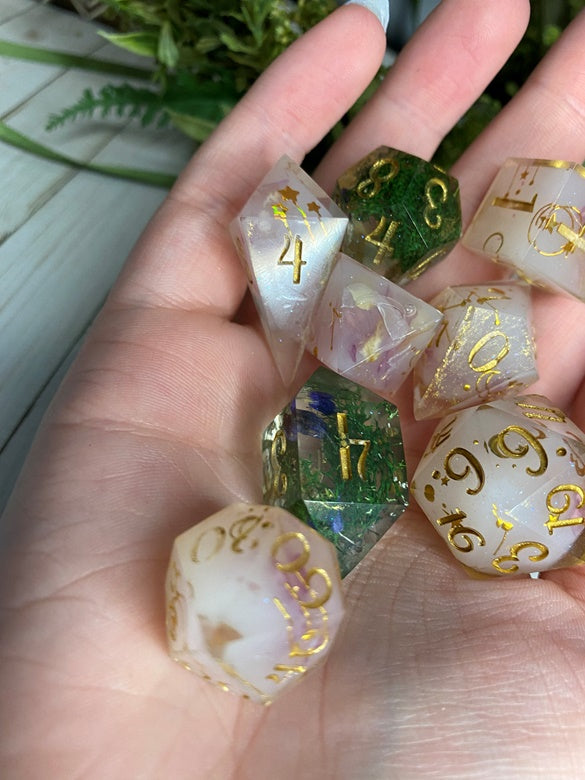 Milk Bath Magic-8 piece polyhedral dice set-Large