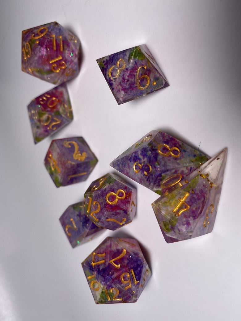 The impressionists garden-8 piece polyhedral dice set