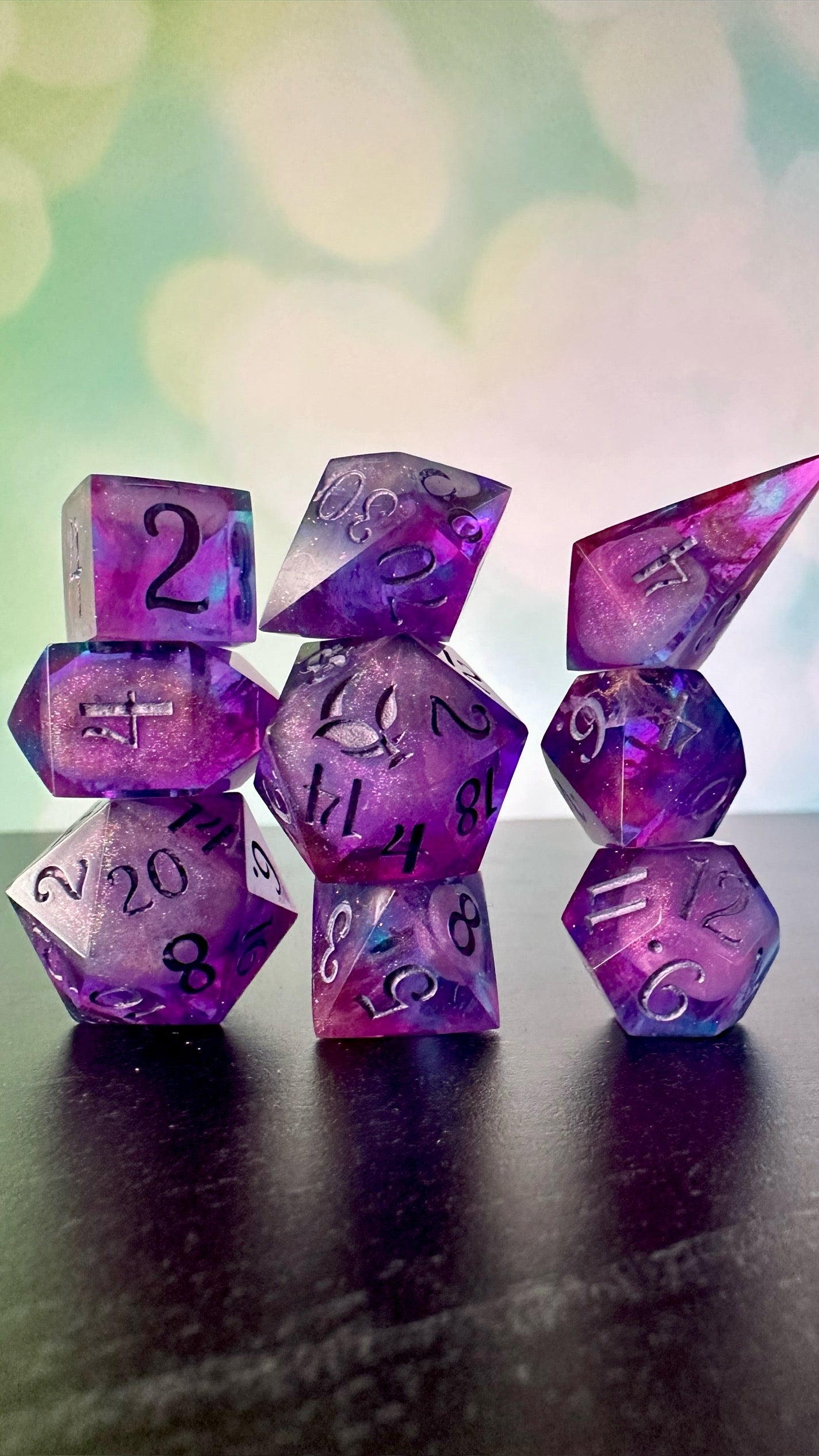 "I will always be with you" - 8 piece polyhedral dice set