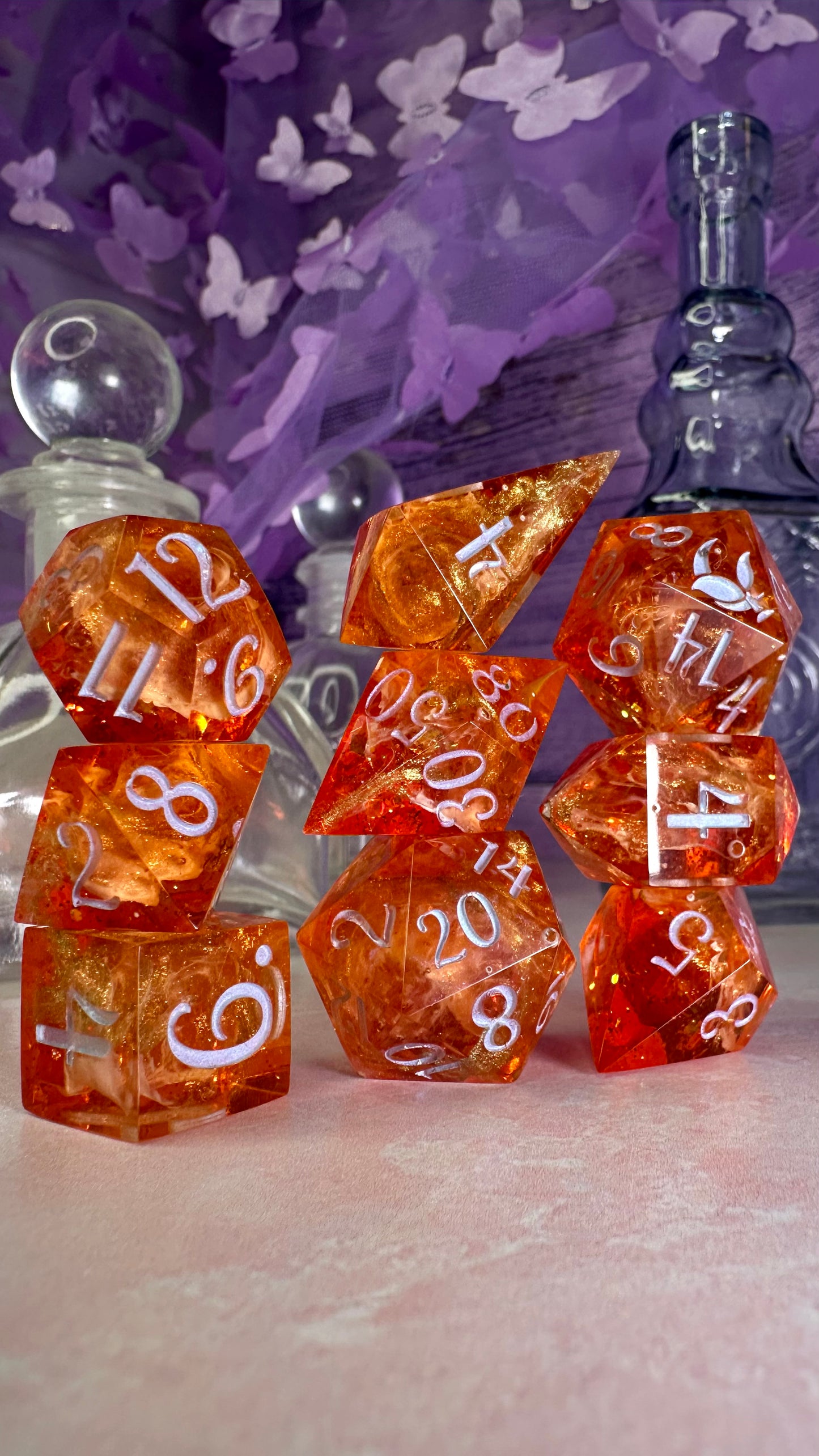 Portia Featherington- 8 piece polyhedral dice set