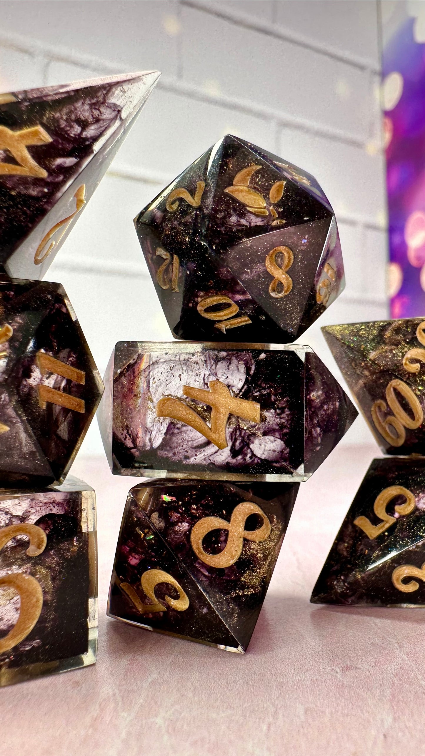 The Dark King-8 piece polyhedral dice set (Large)