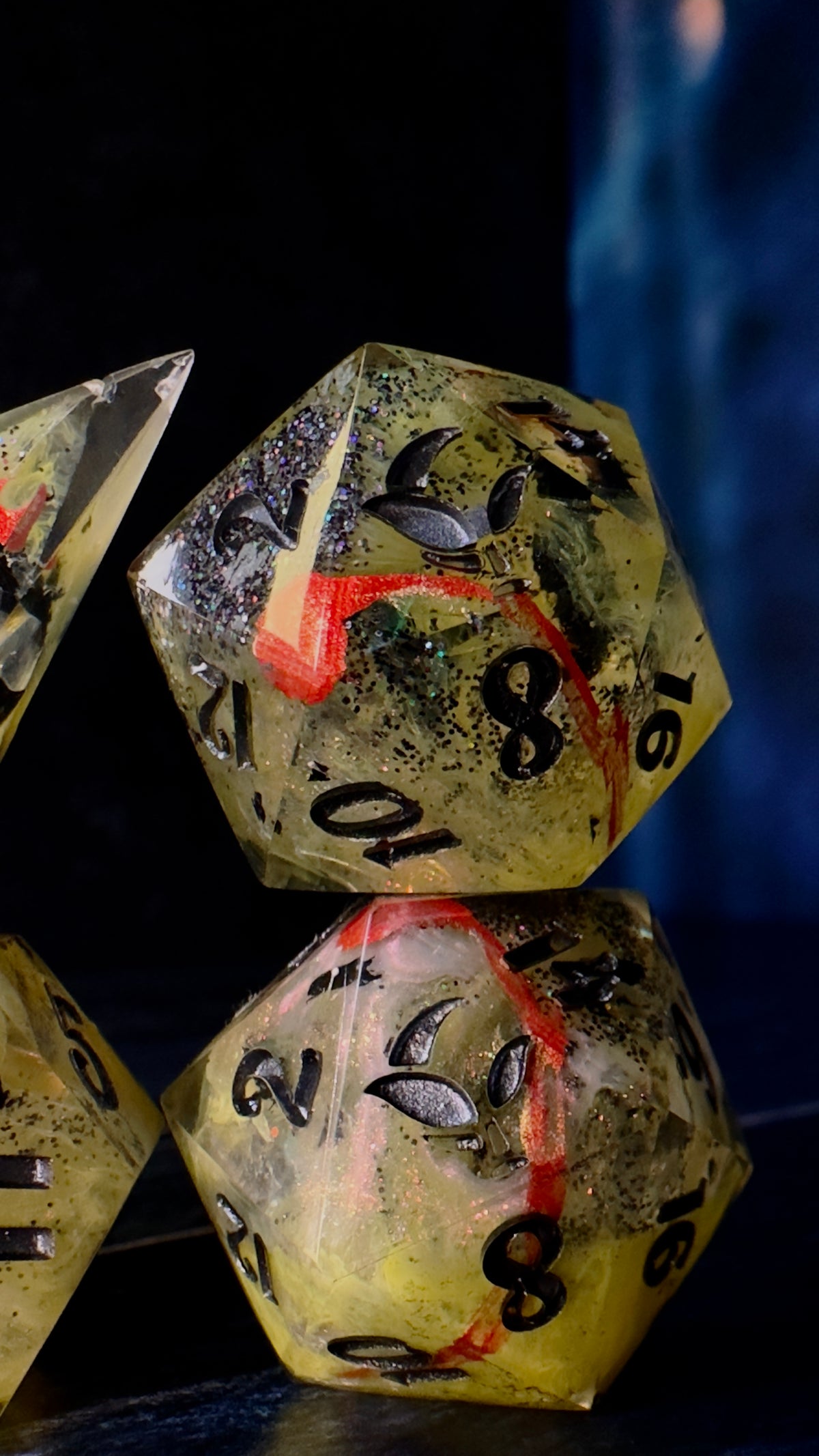 Petrova Line v3-Erid (Pobody’s Nerfect) -8 piece polyhedral dice set (Large)