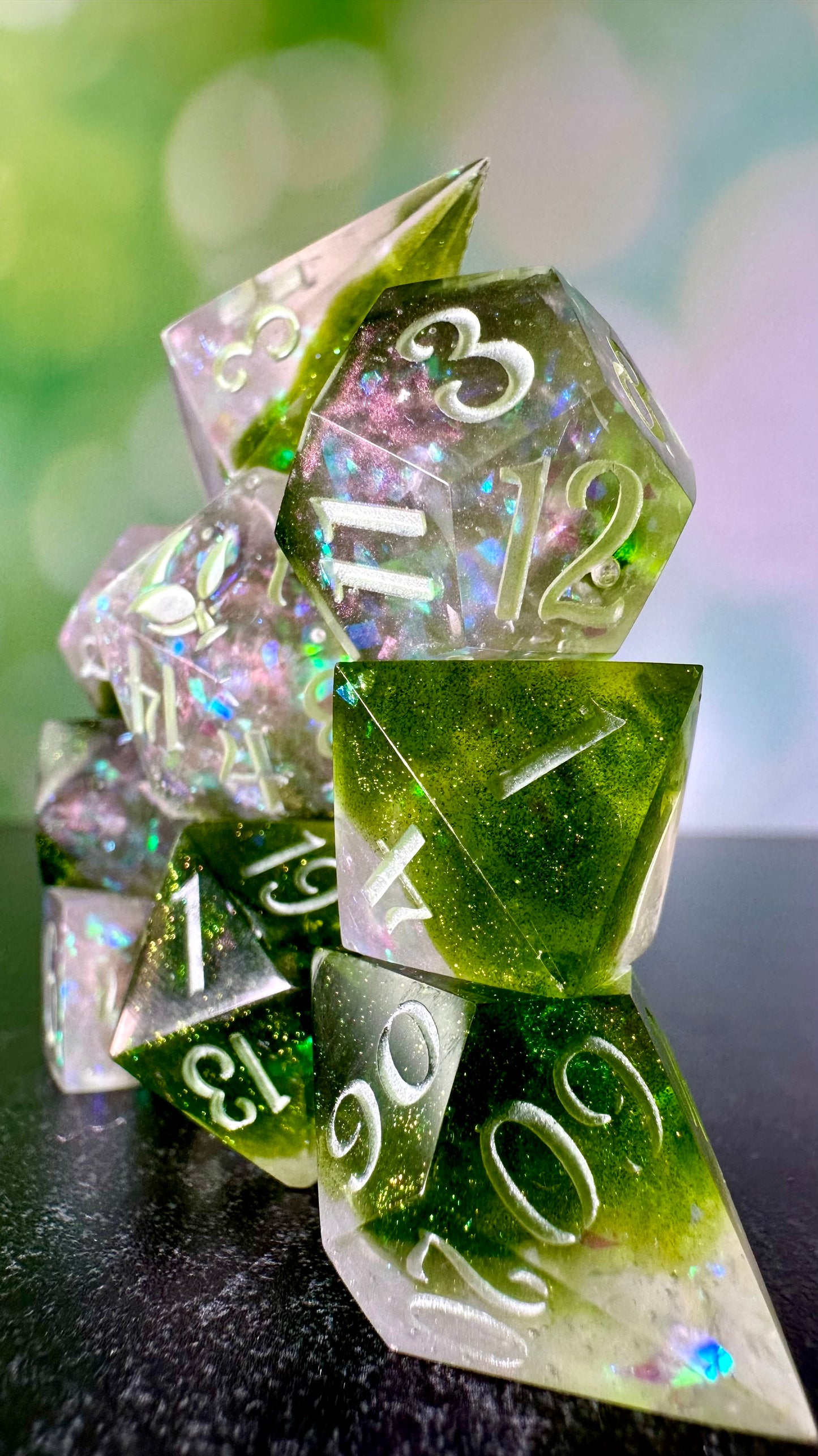 Spring's Haze-  8 piece polyhedral dice set