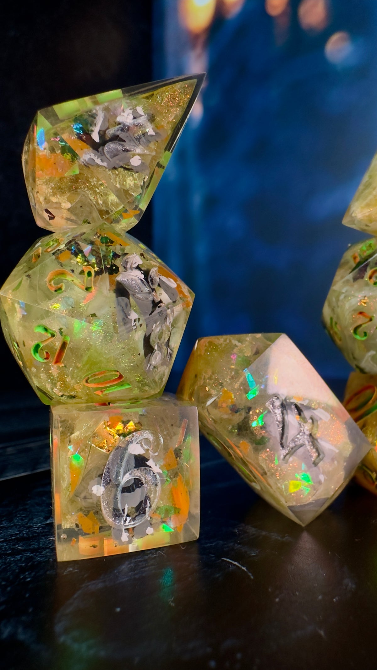 “Adrian” -8 piece polyhedral dice set (Large)