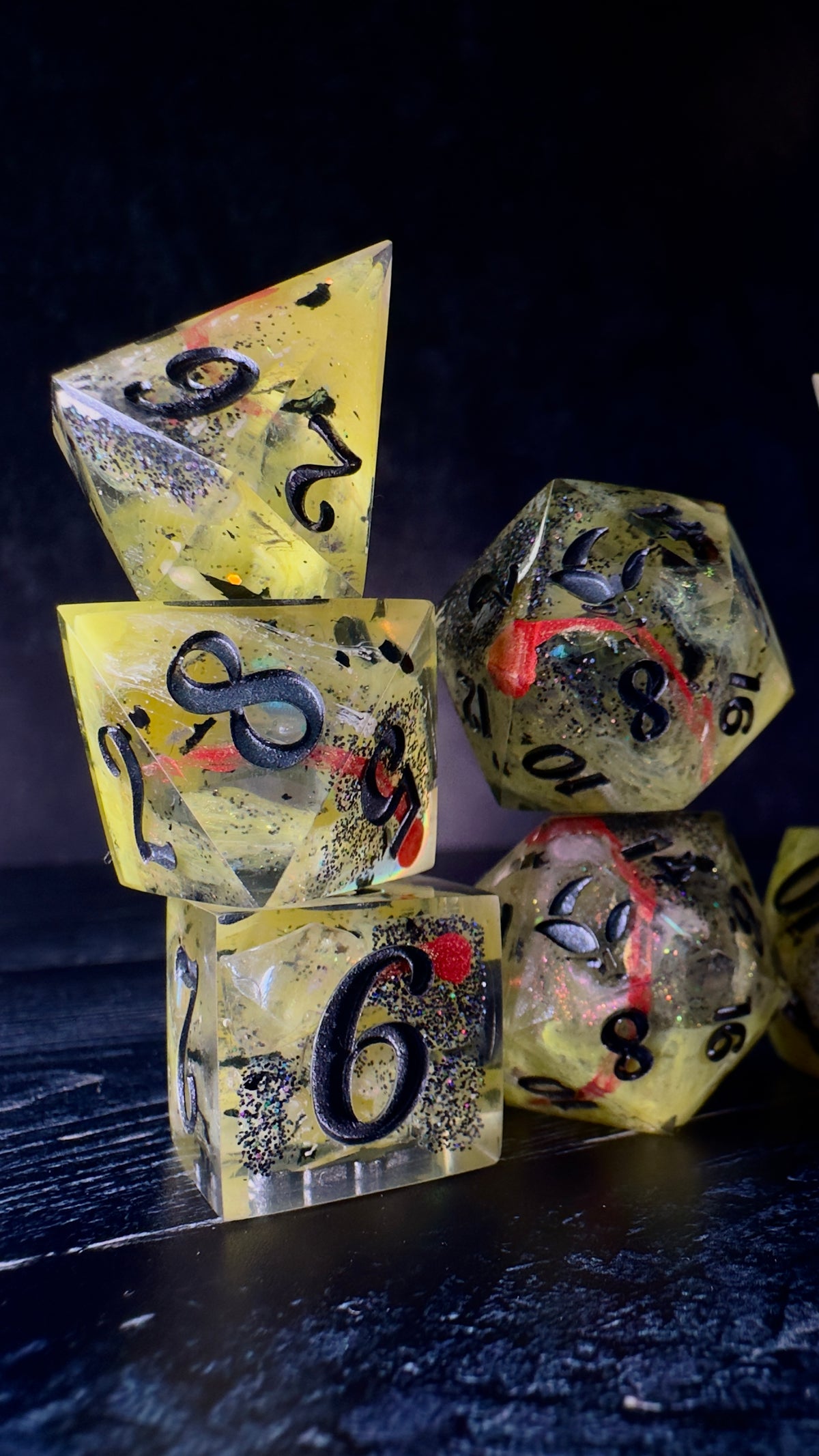 Petrova Line v3-Erid (Pobody’s Nerfect) -8 piece polyhedral dice set (Large)