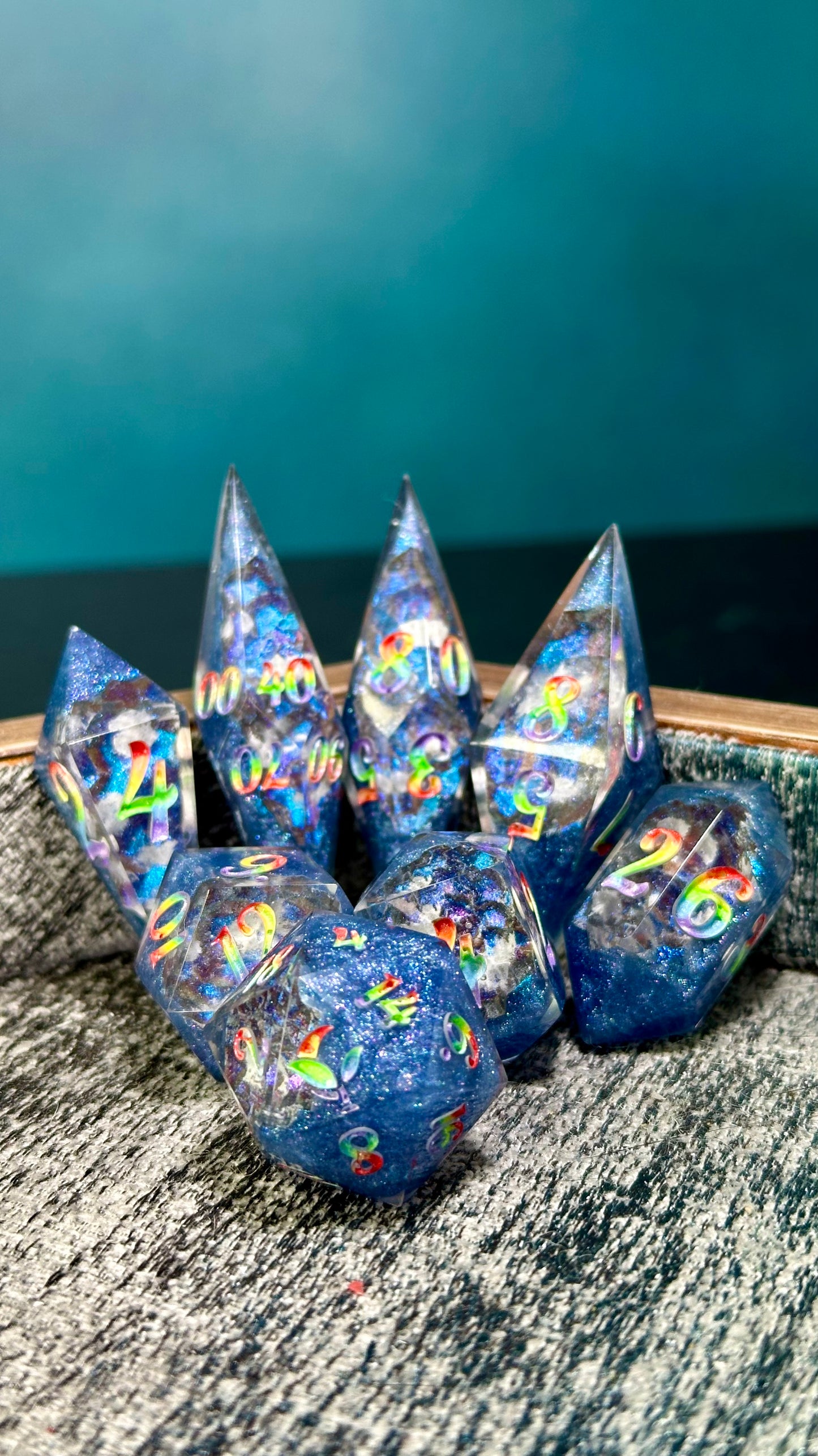 Hope and Pride - 8 piece polyhedral dice set- (Pointy Bois)