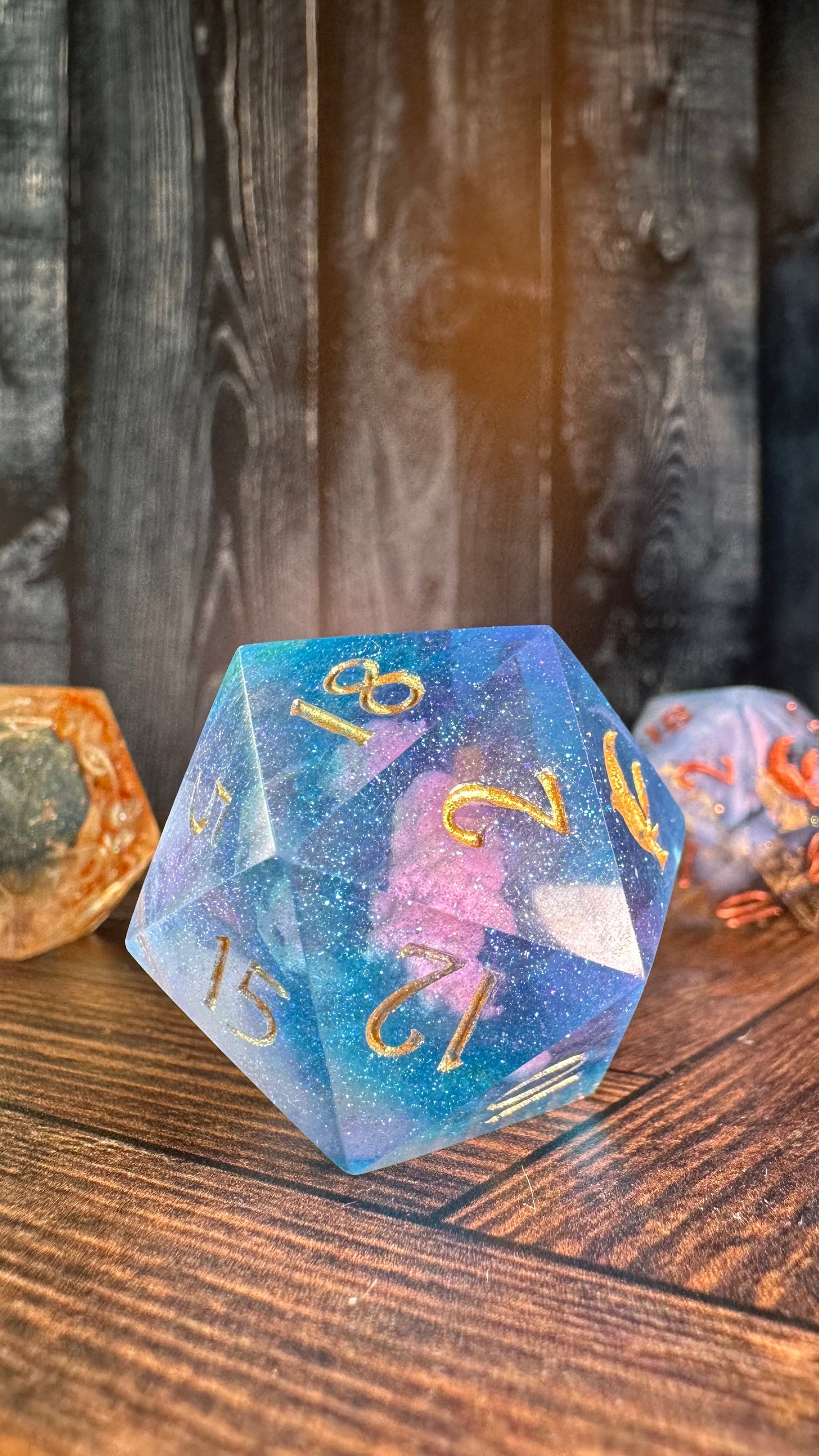 Purple Pink Skies- 40 MM Logo d20 Chonk-Pobody’s Nerfect