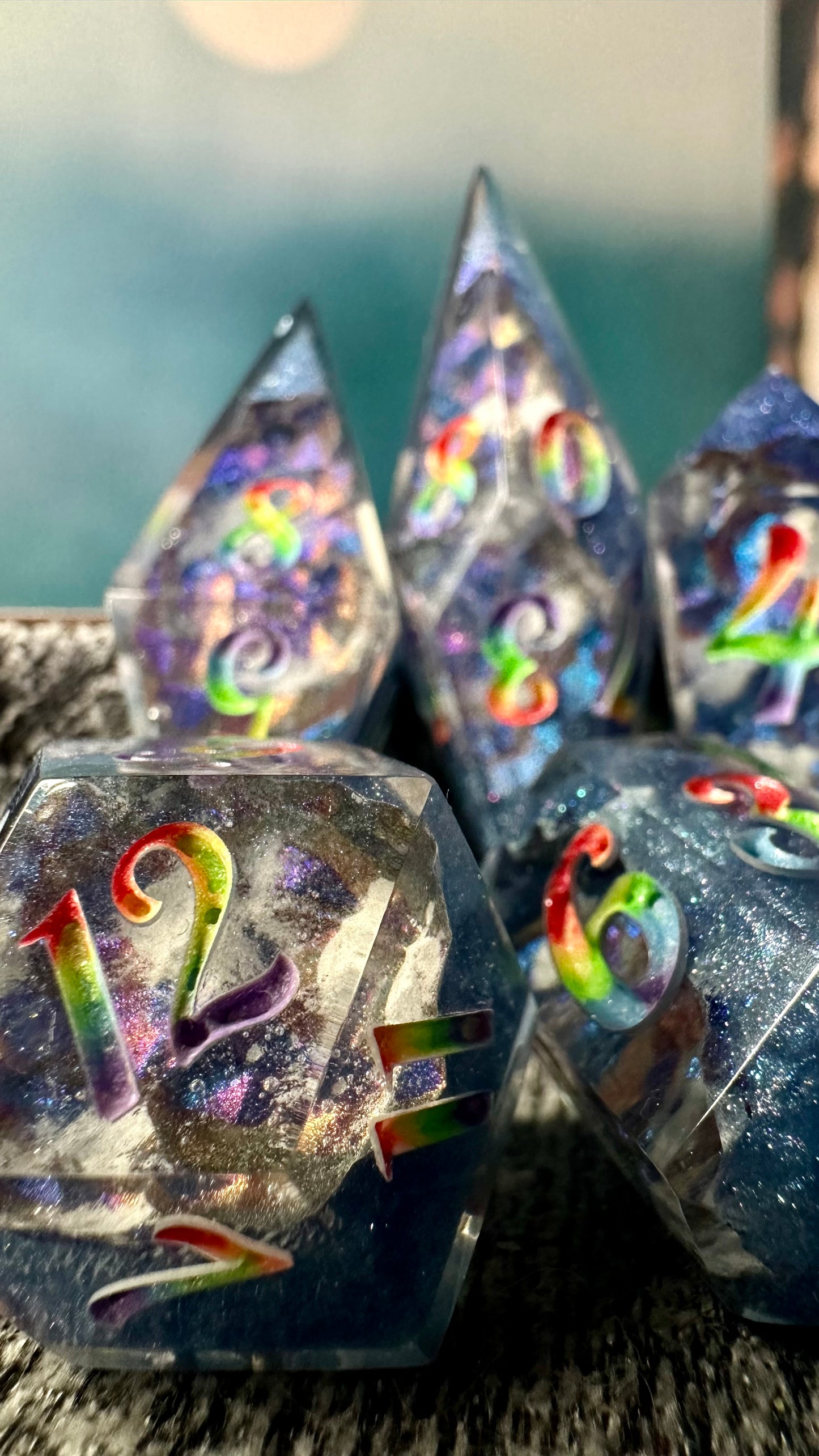 Hope and Pride - 8 piece polyhedral dice set- (Pointy Bois)