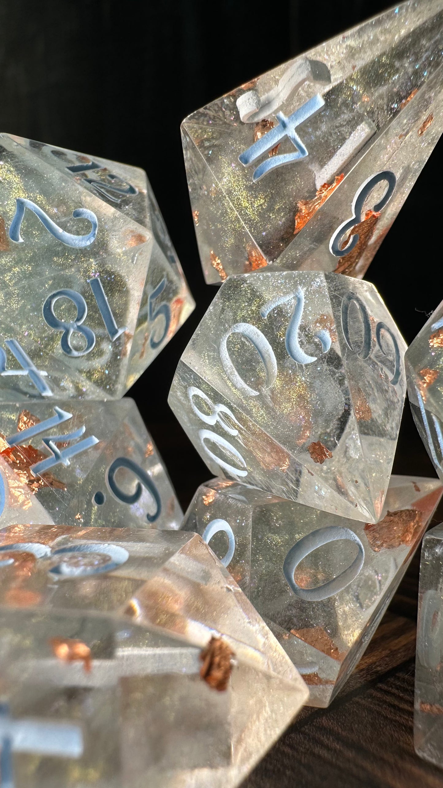 Glass slipper -8 piece polyhedral dice set