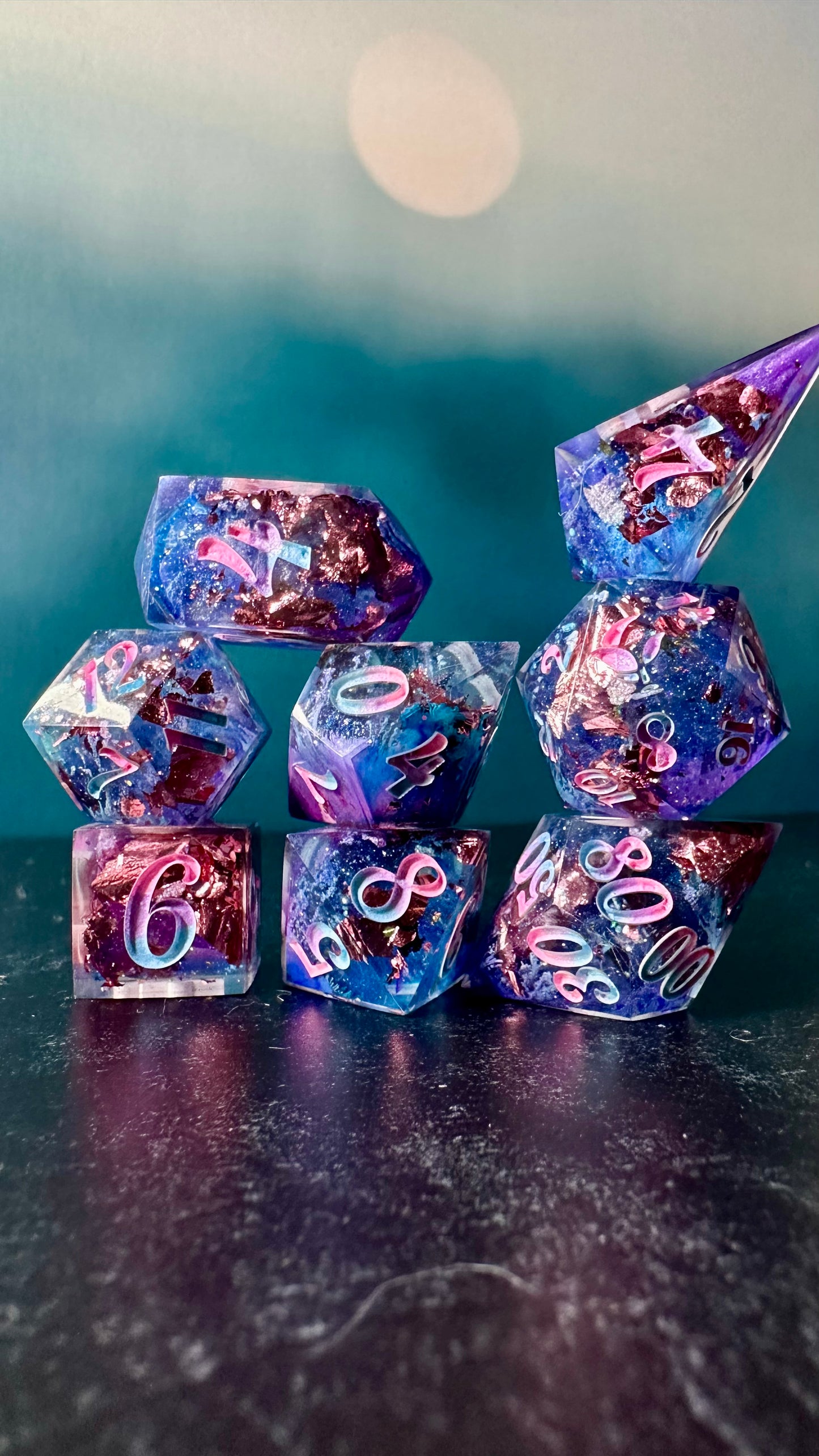 Petri Bi Pride 8 piece polyhedral dice set (Large) (Beta) Pobody's Nerfect