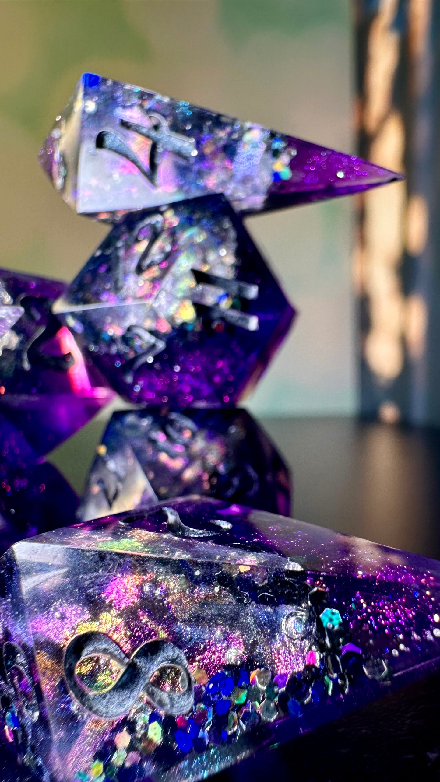 "The Darkness of Lovers" Geode - 8 piece polyhedral dice set- (Pointy Bois)- Pobody’s Nerfect