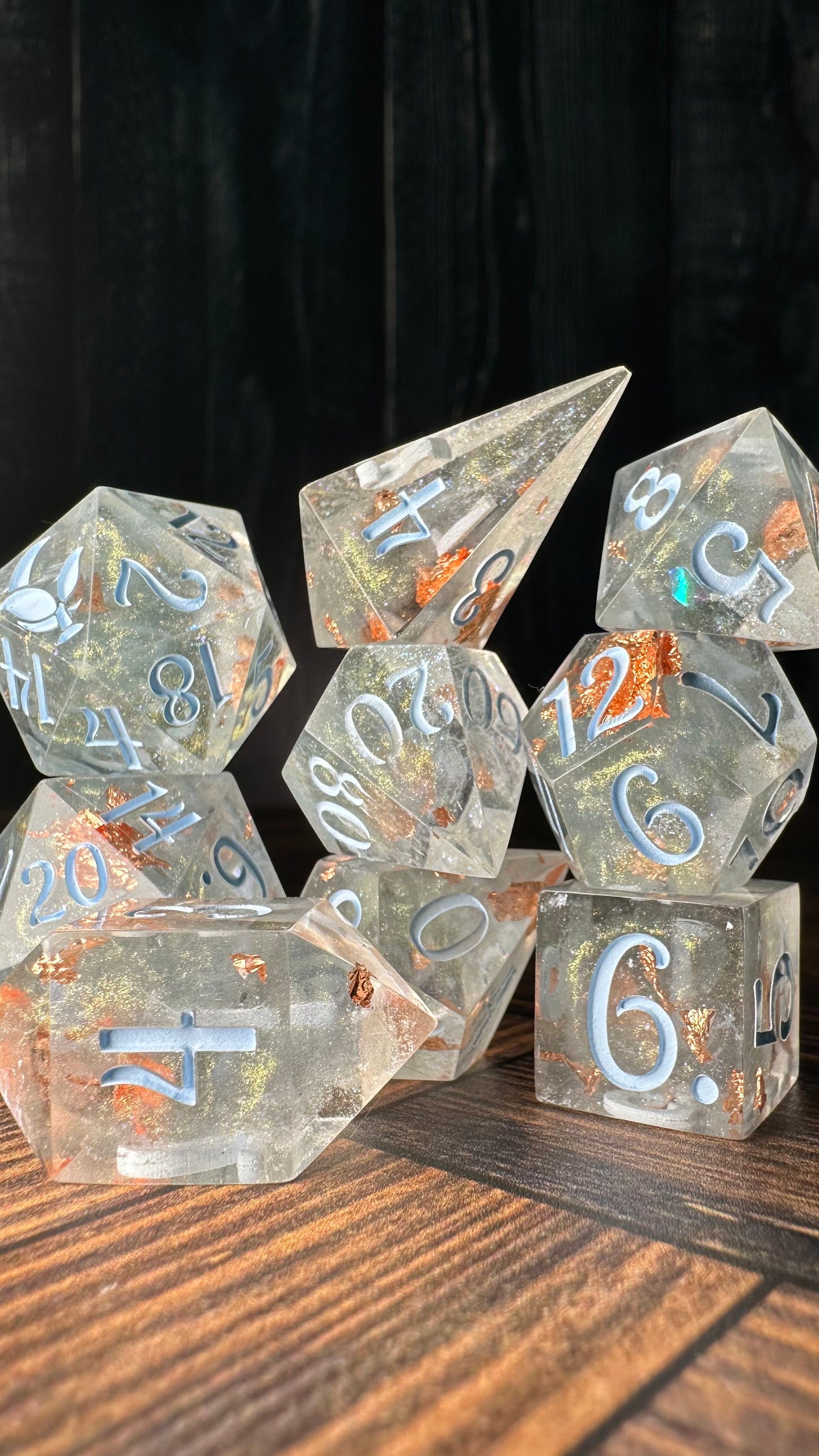 Glass slipper -8 piece polyhedral dice set