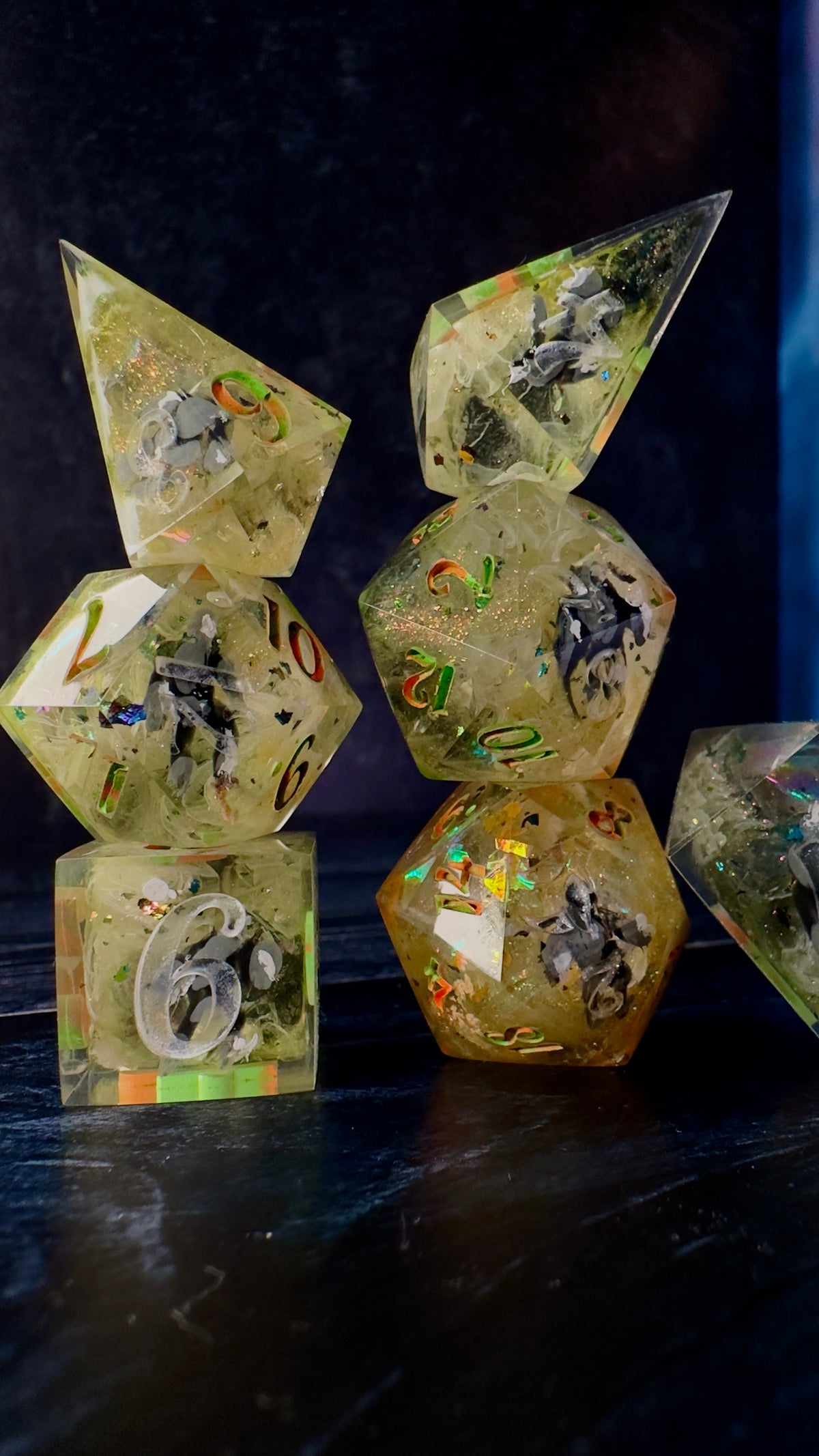 “Medium Rough Texture Circle Planet”  -8 piece polyhedral dice set (Large)