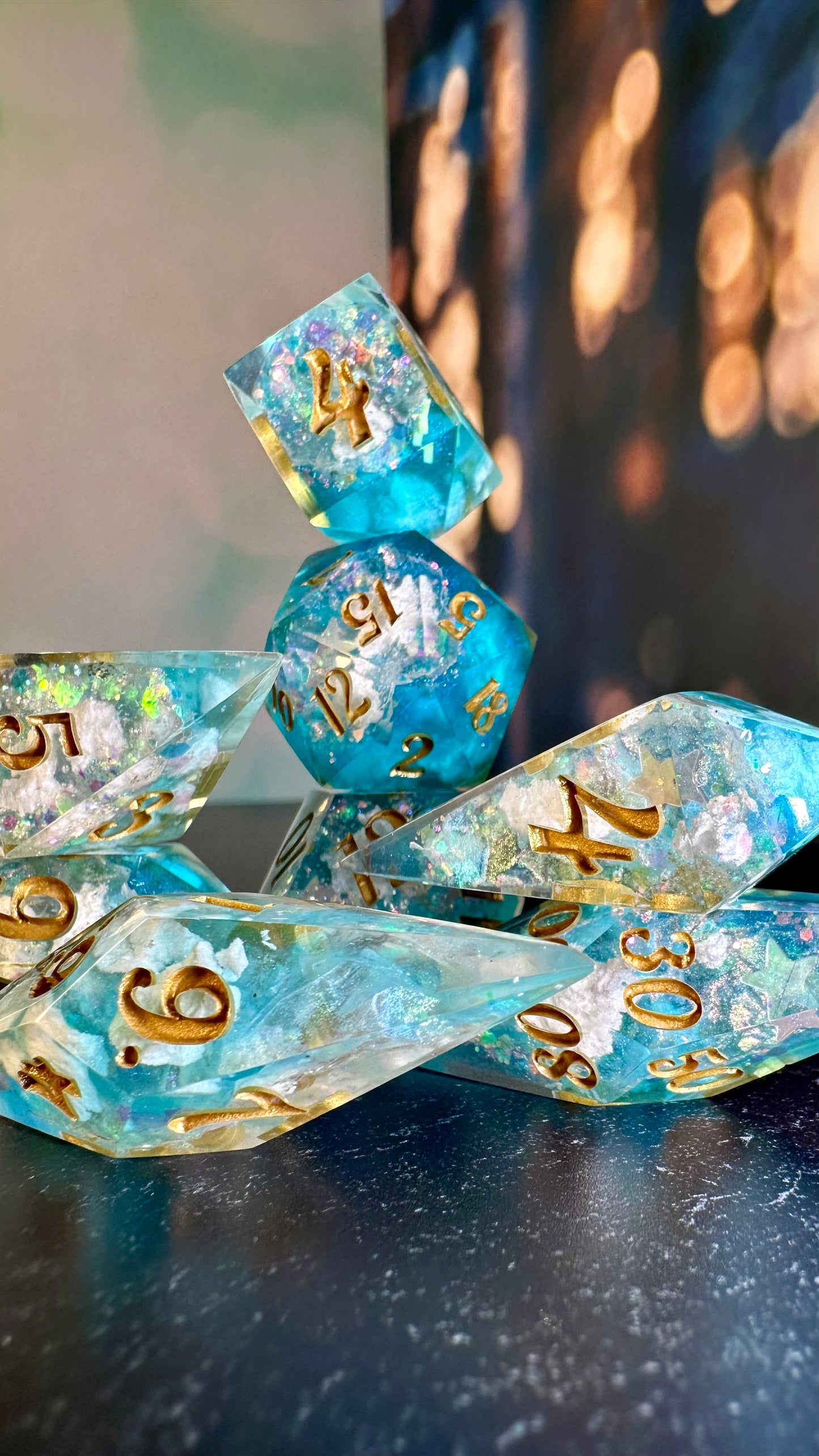 Cosmic Sky Geode - 8 piece polyhedral dice set- (Pointy Bois)- Pobody’s Nerfect