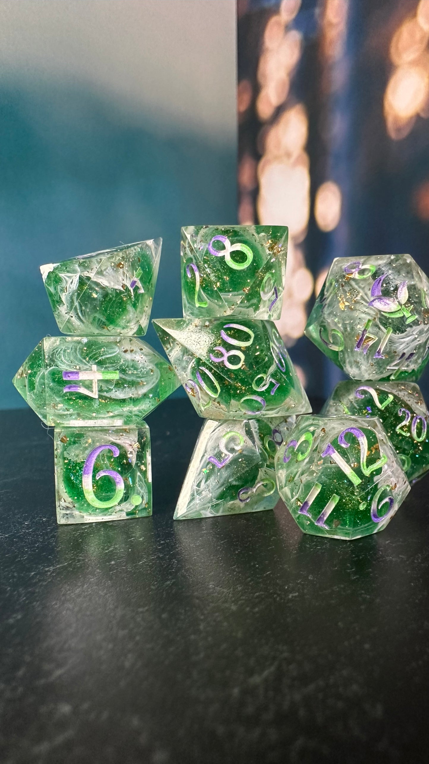 Genderqueer Pride- 8 piece polyhedral dice set