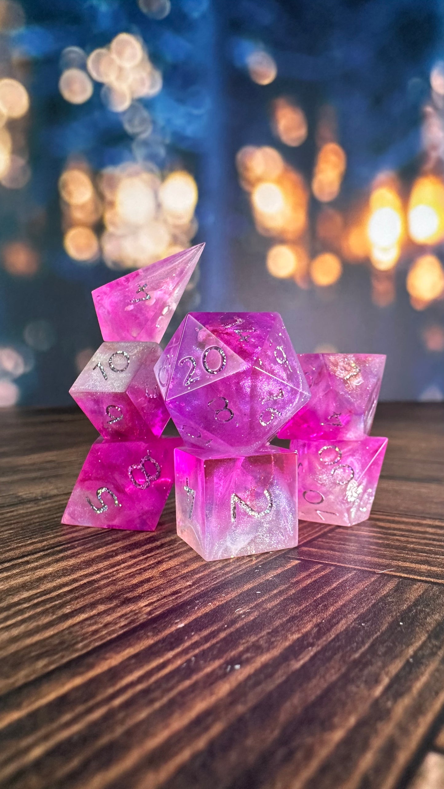 Starlight Fancy- 7 piece polyhedral dice set (Small)