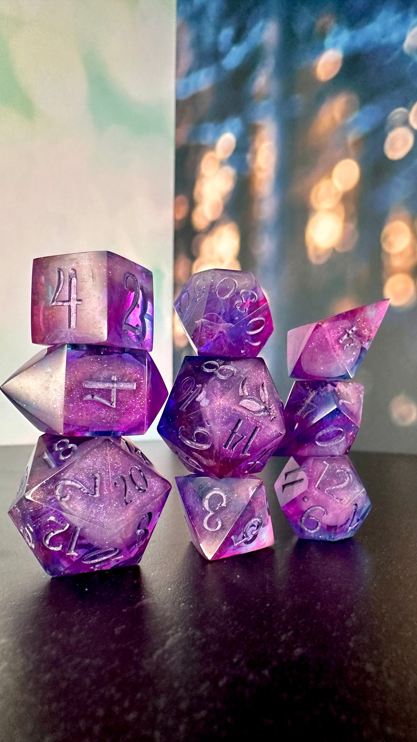 "I will always be with you" - 8 piece polyhedral dice set