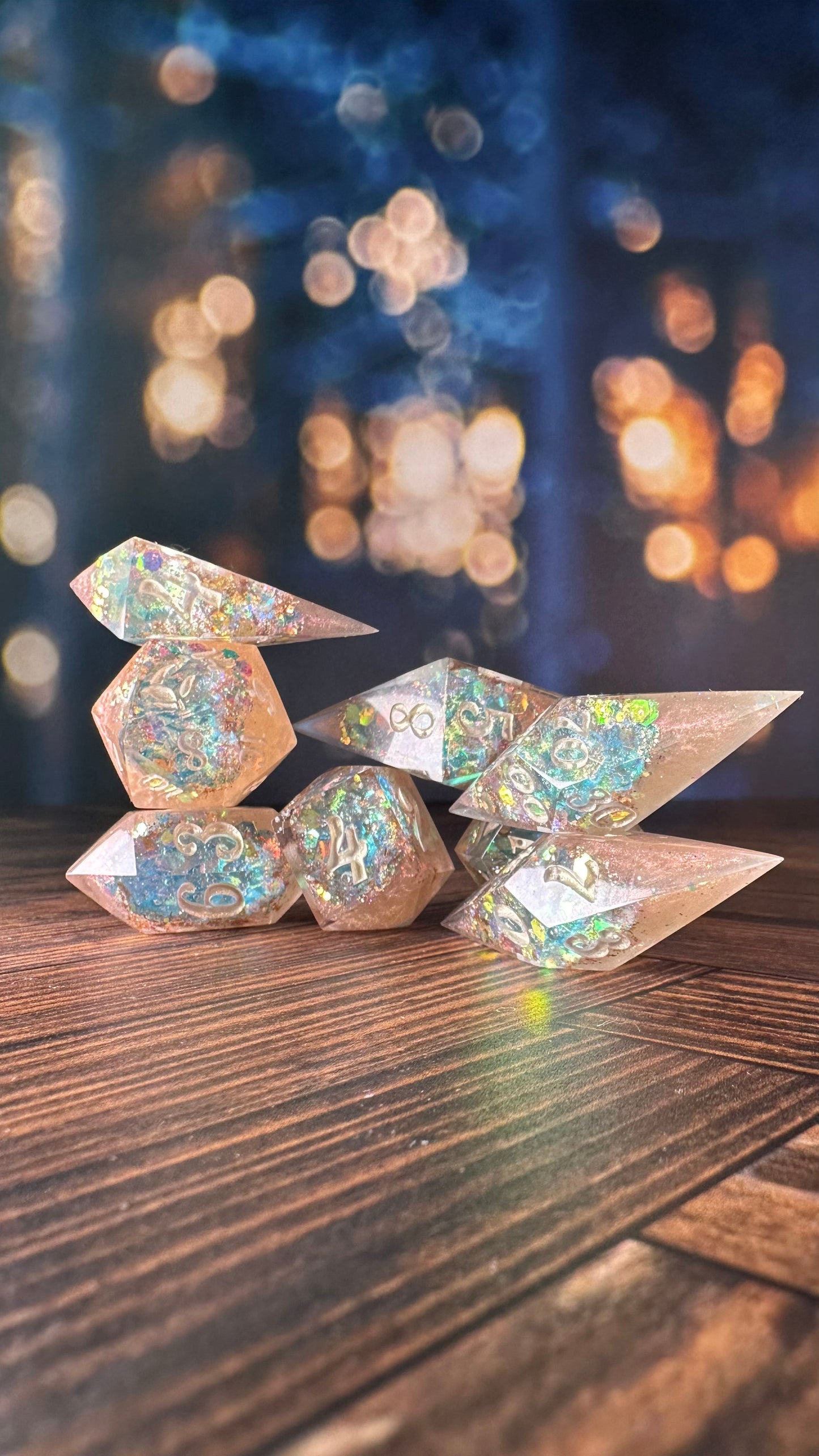 Lightseeker Geode - 8 piece polyhedral dice set- (Pointy Bois)- Pobody’s Nerfect