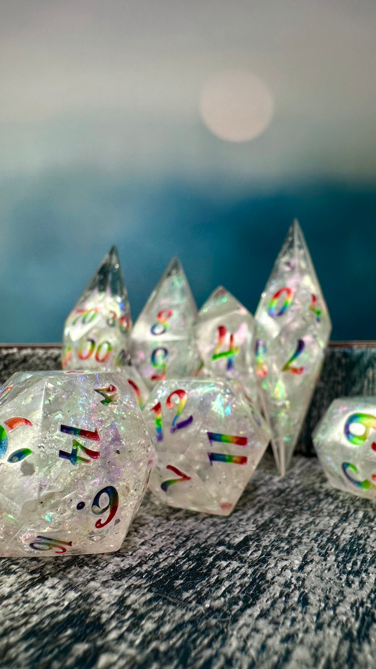 Glass Closets Geode - 8 piece polyhedral dice set- (Pointy Bois)- Pobody’s Nerfect