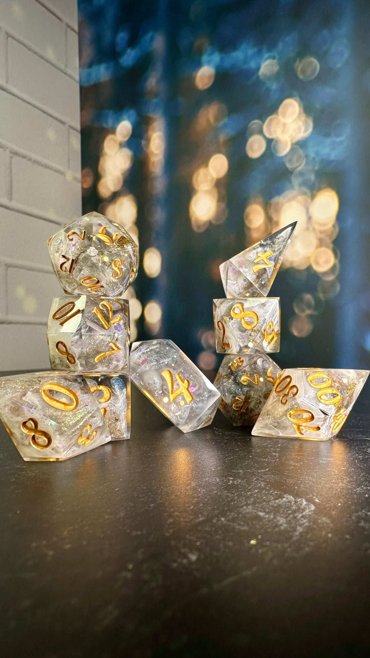 Golden- Pobody's Nerfect - 8 piece polyhedral dice set (Large)
