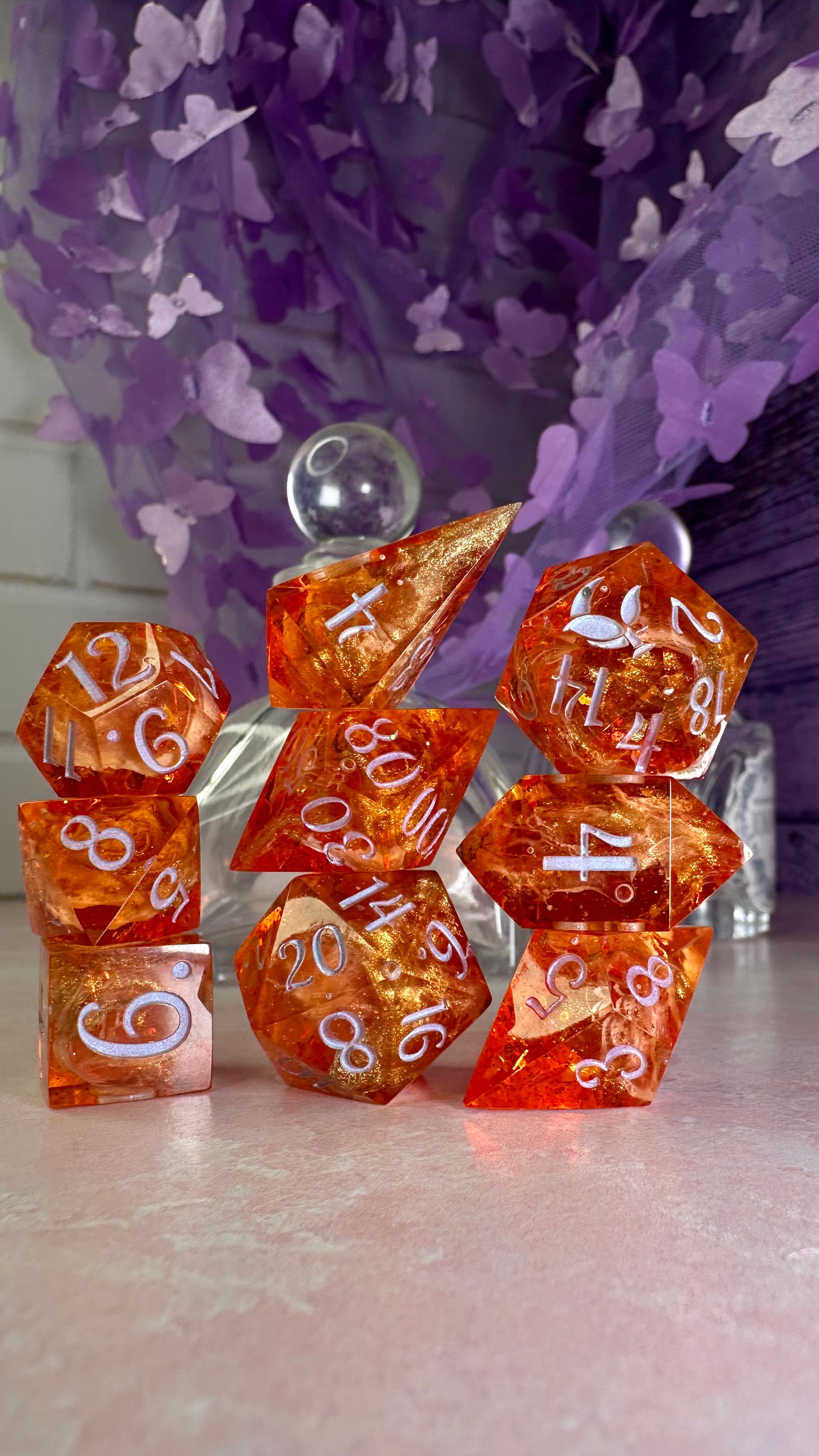 Portia Featherington- 8 piece polyhedral dice set