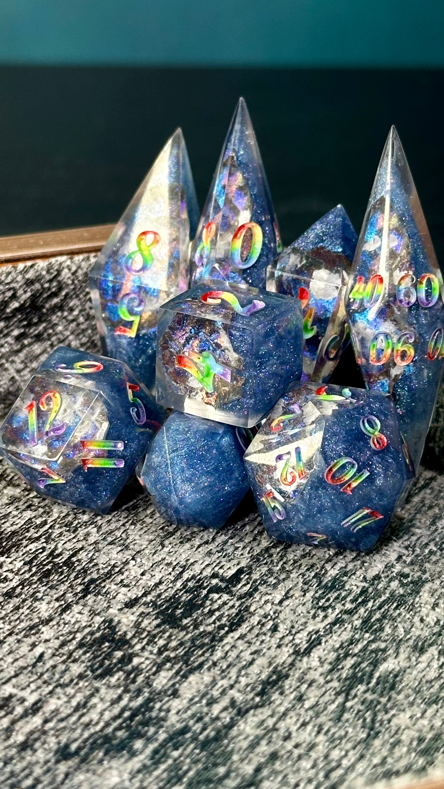 Hope and Pride - 8 piece polyhedral dice set- (Pointy Bois)