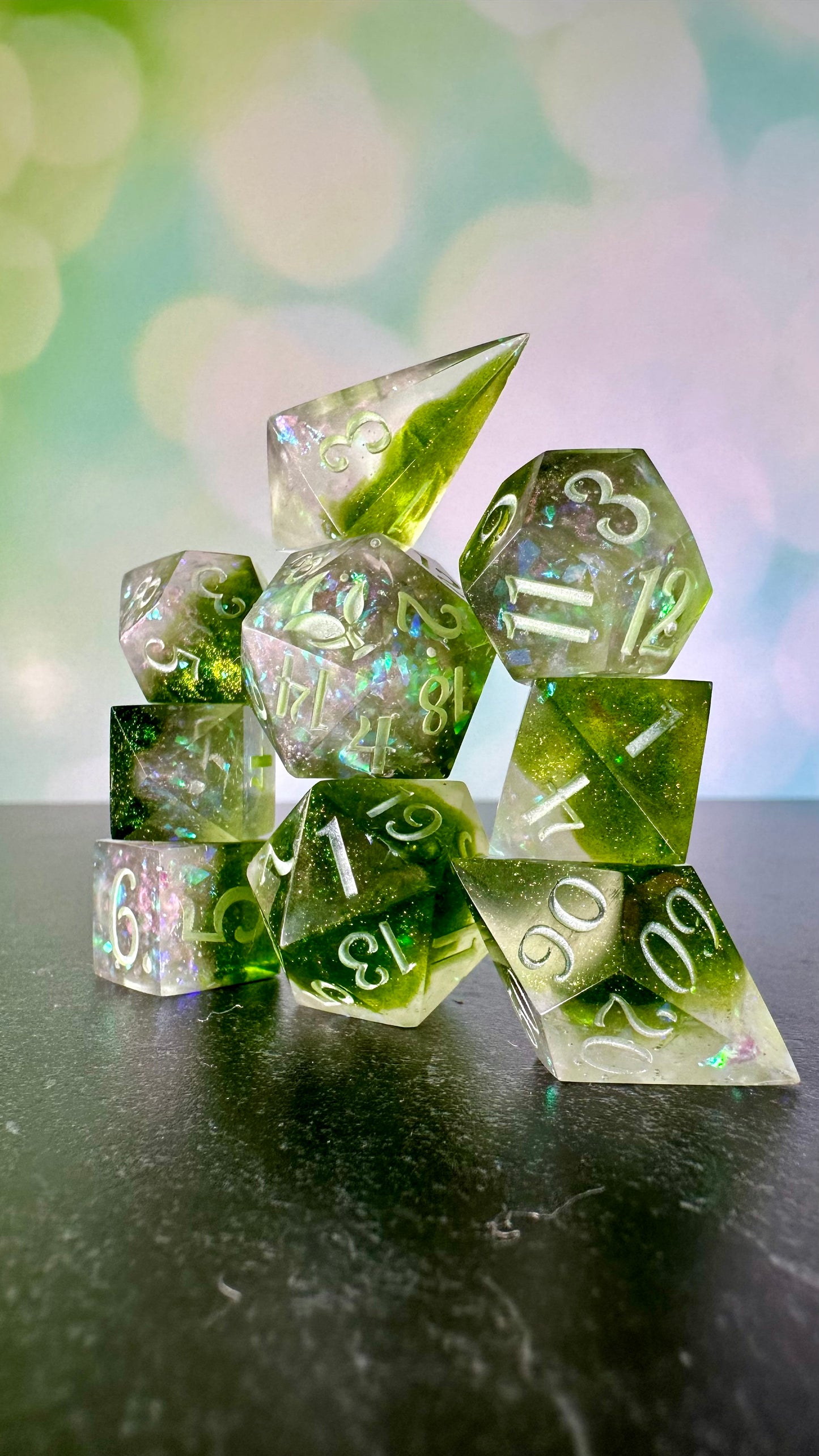 Spring's Haze-  8 piece polyhedral dice set