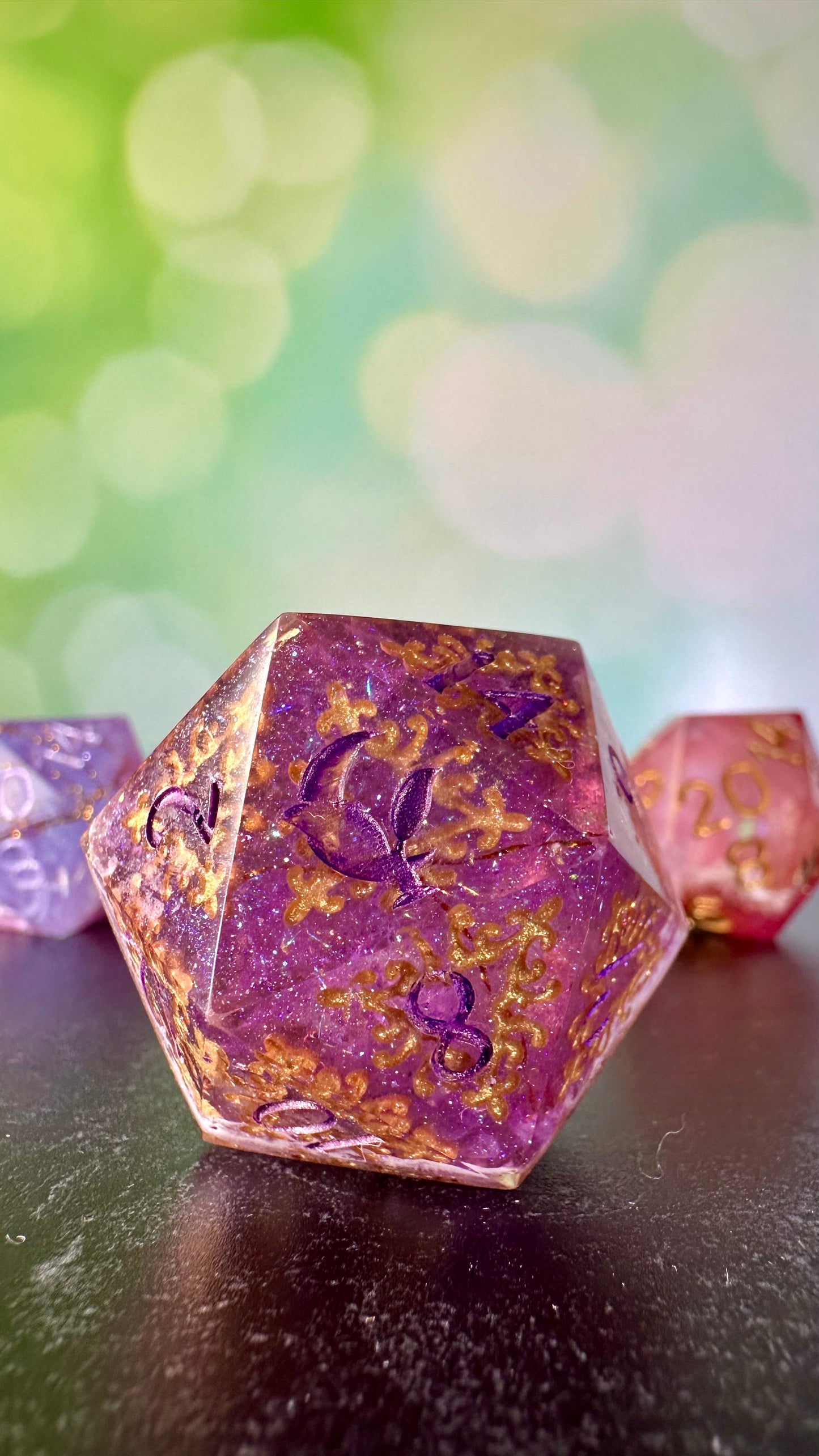 Purple Filigree- 40 MM Logo d20 Chonk