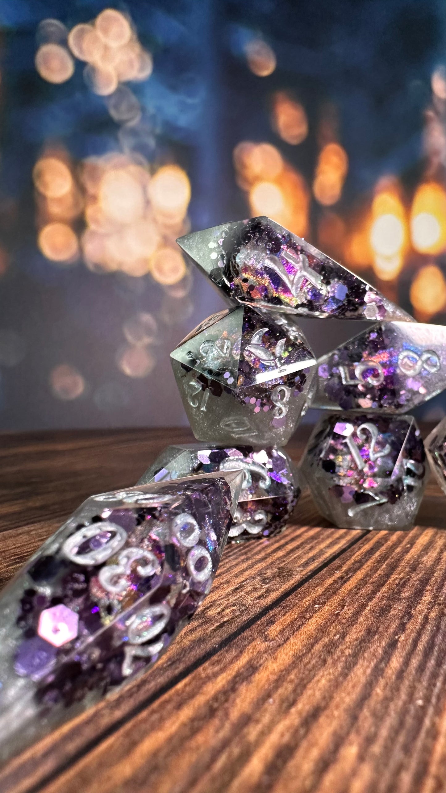 Starborn Fae Geode - 8 piece polyhedral dice set- (Pointy Bois)- Pobody’s Nerfect